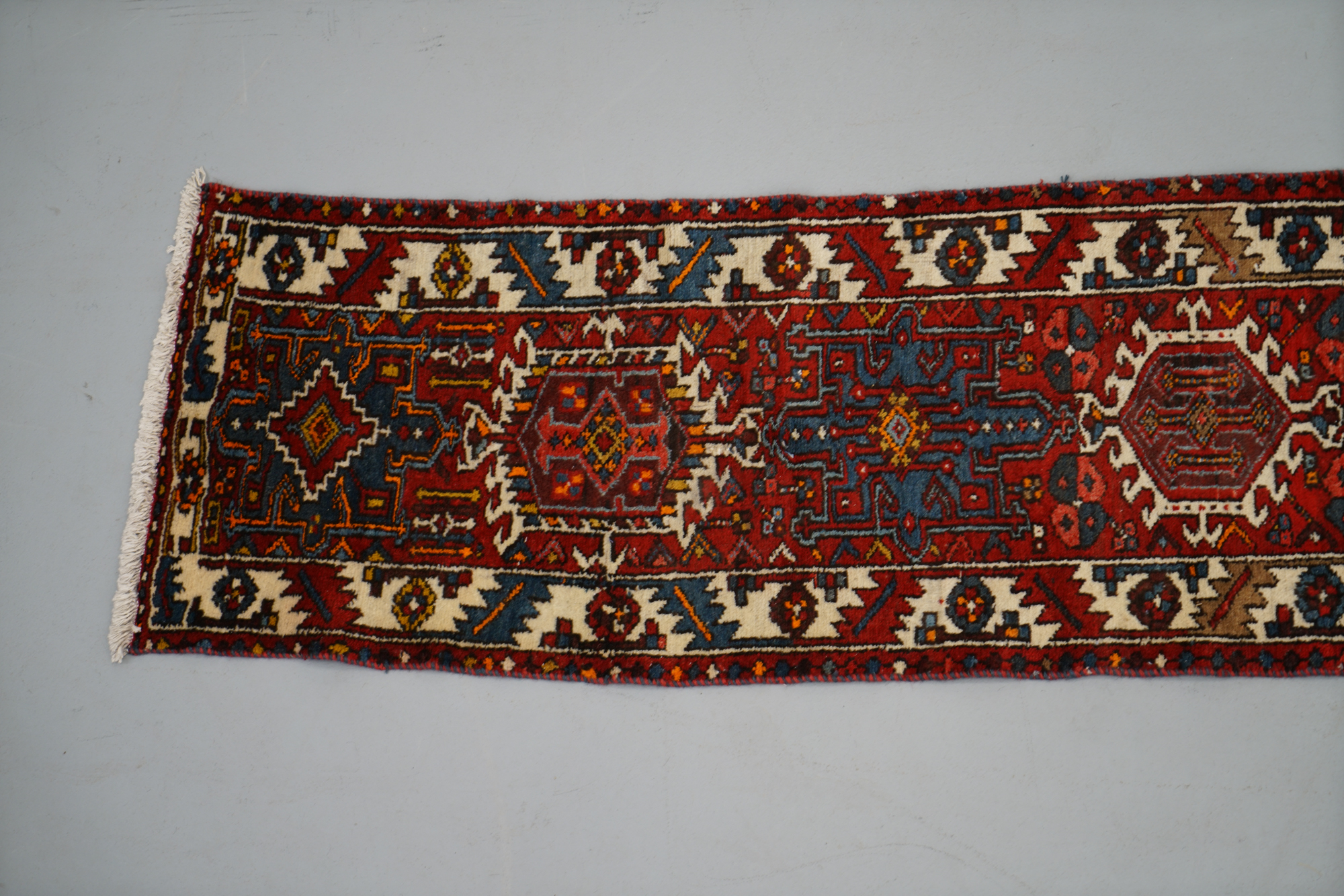 Hand-Knotted Persian Karaja Wool Carpet Runner