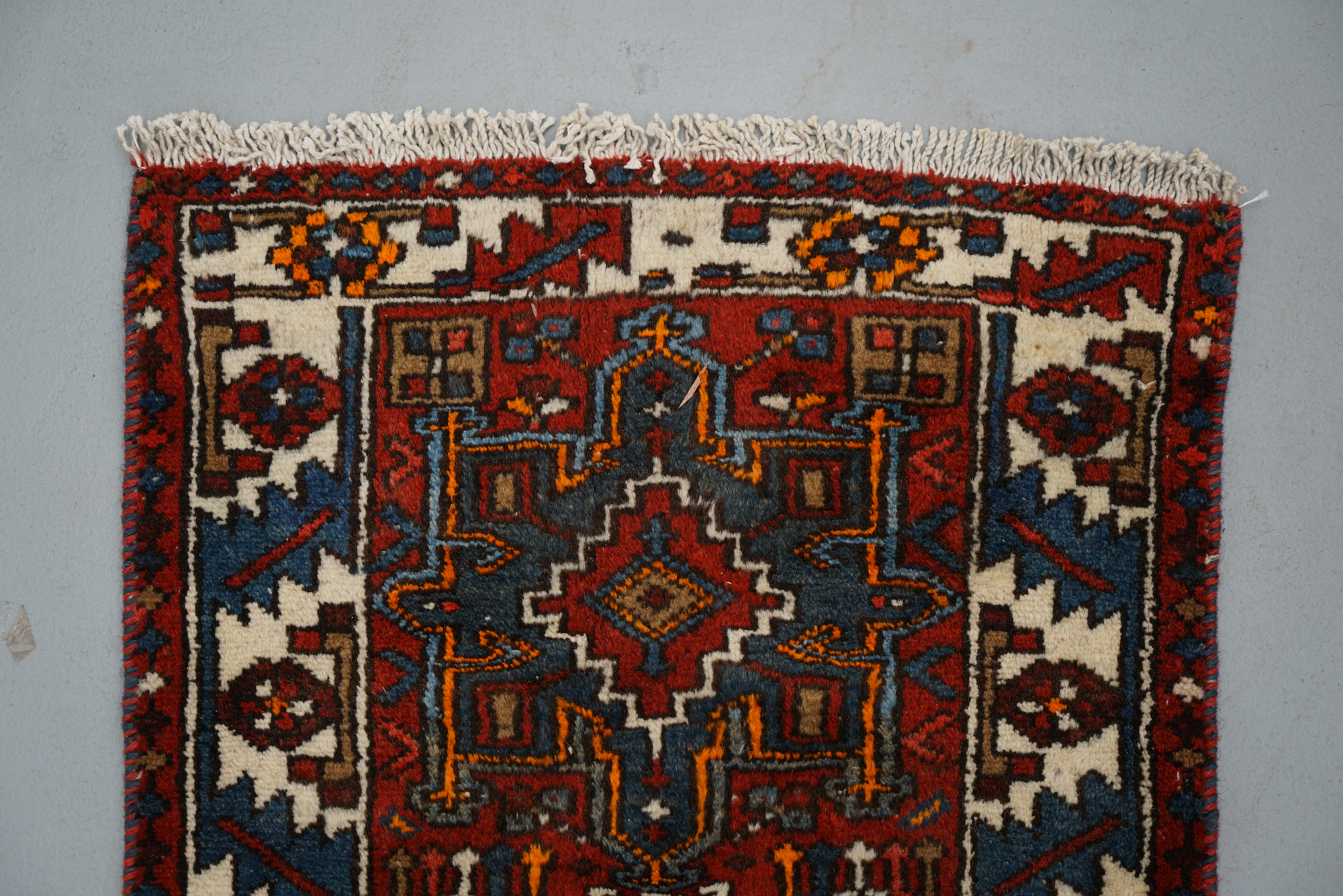 Hand-Knotted Persian Karaja Wool Carpet Runner