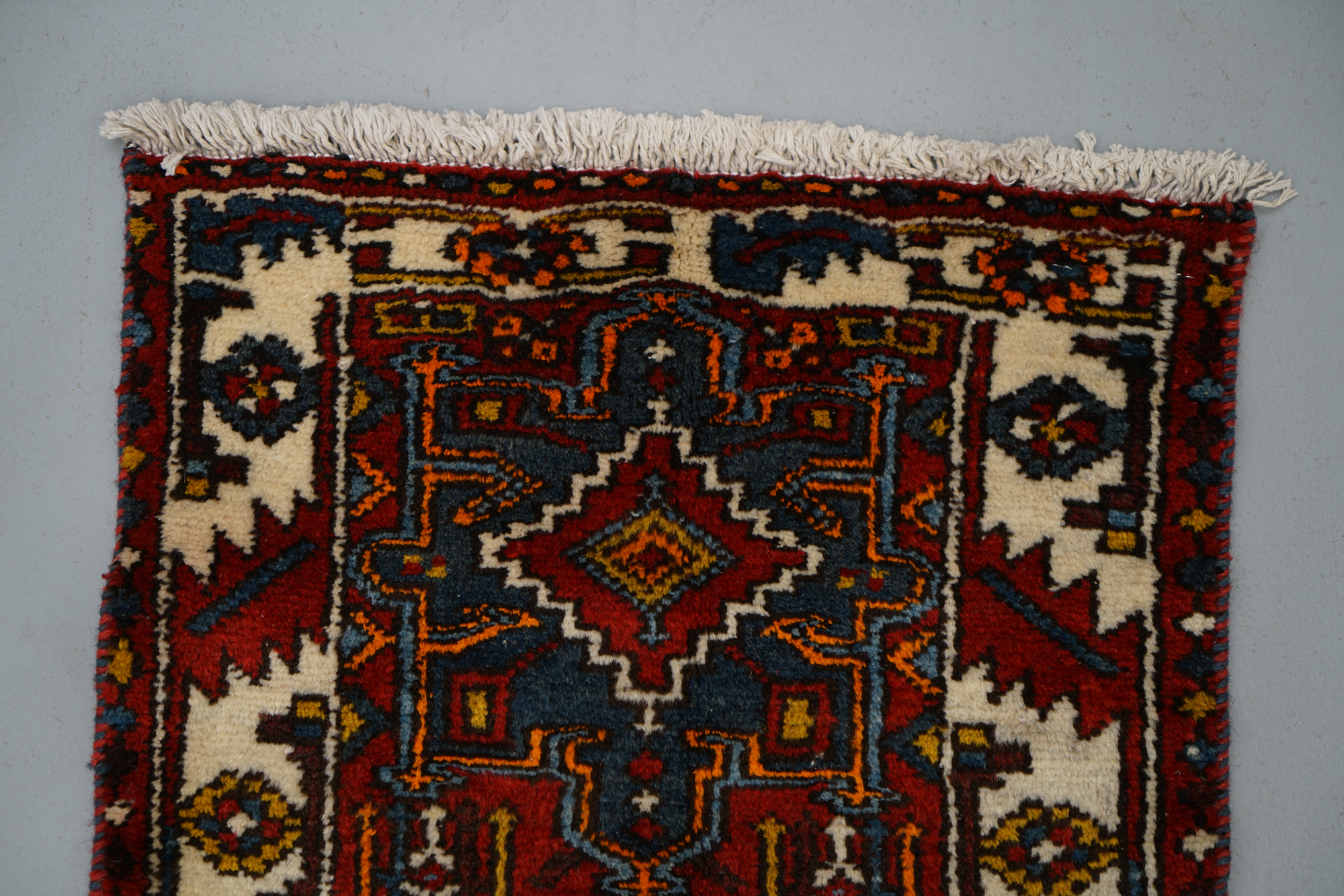 Hand-Knotted Persian Karaja Wool Carpet Runner
