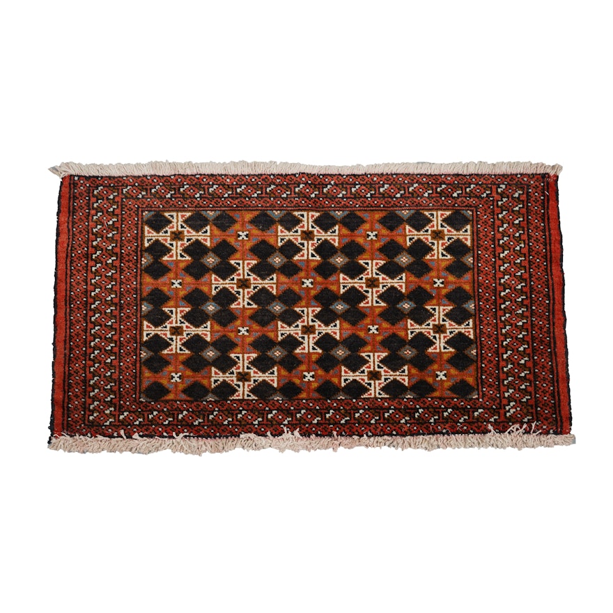 Hand-Knotted Turkmen-Inspired Wool Accent Rug