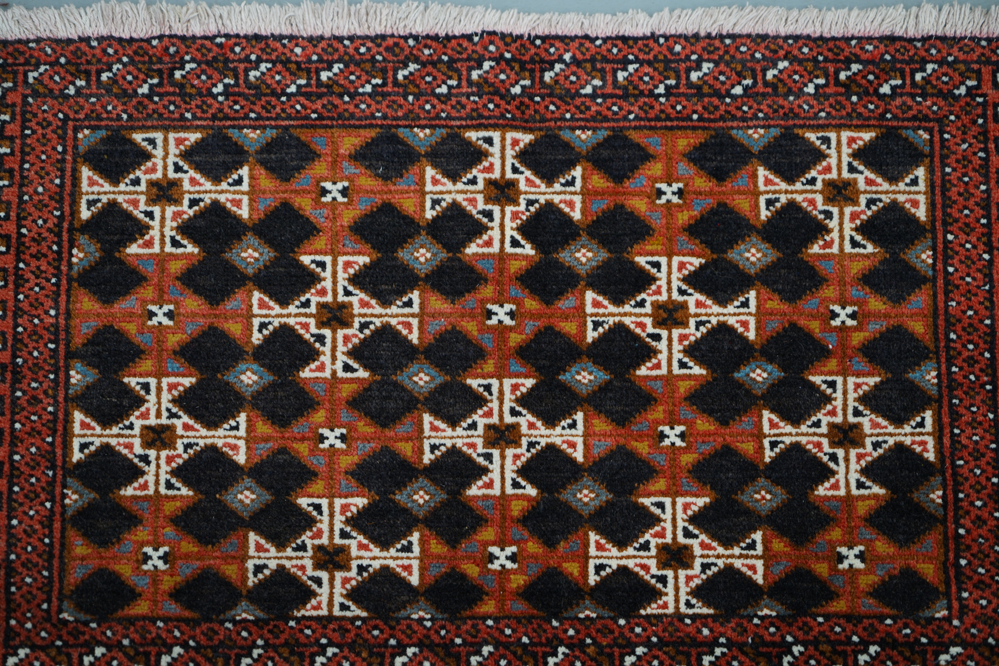 Hand-Knotted Turkmen-Inspired Wool Accent Rug