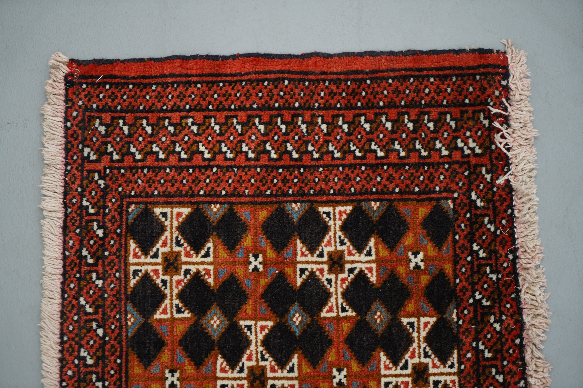 Hand-Knotted Turkmen-Inspired Wool Accent Rug