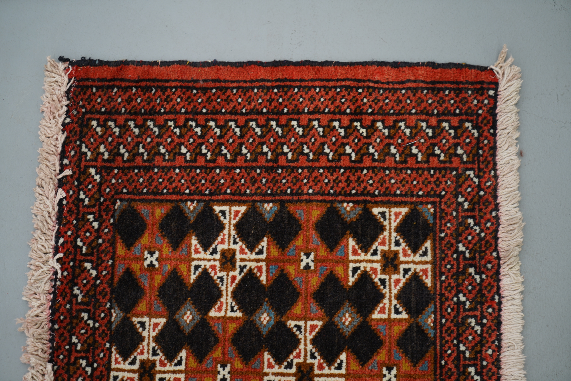 Hand-Knotted Turkmen-Inspired Wool Accent Rug
