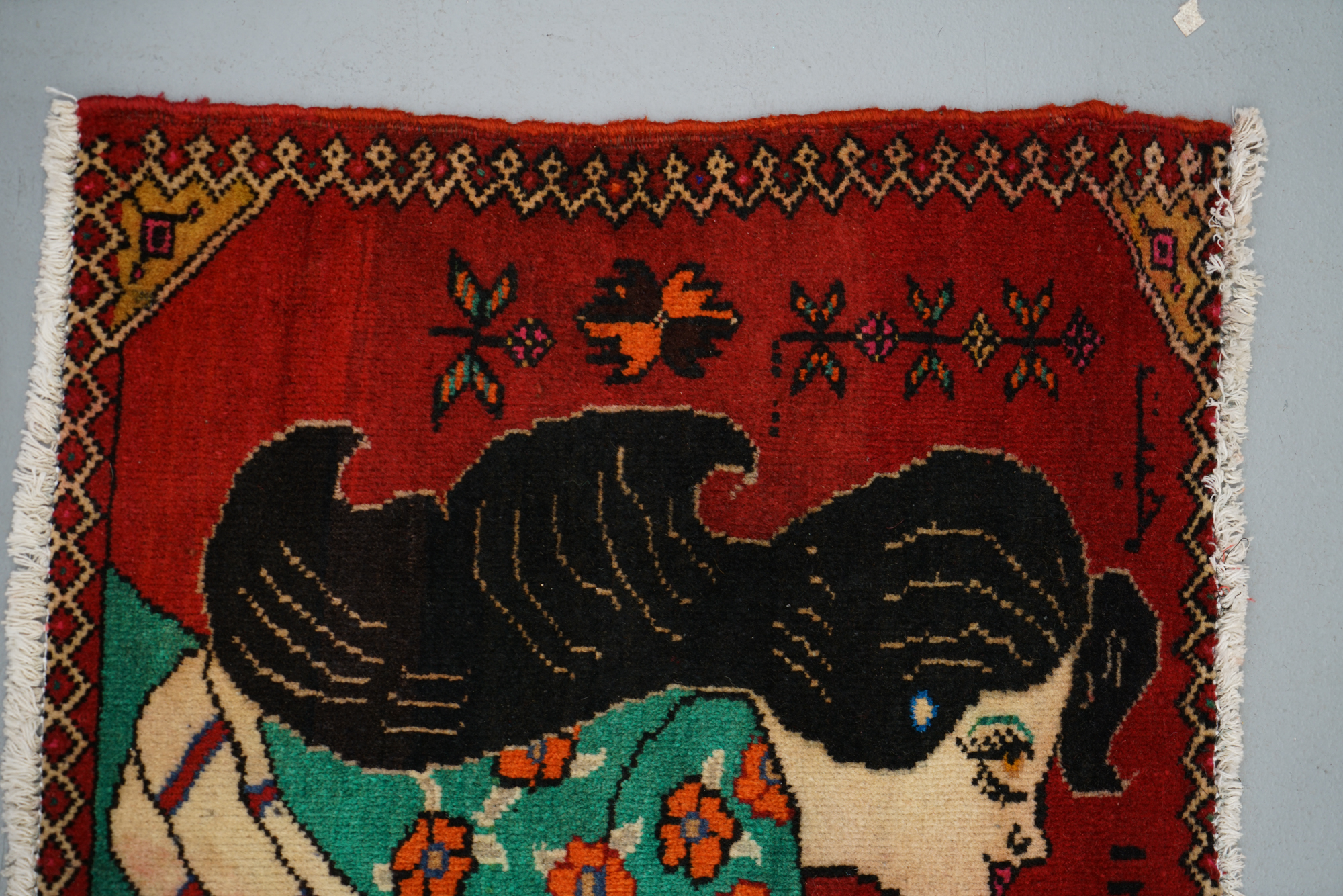 Hand-Knotted Persian Pictorial Accent Rug