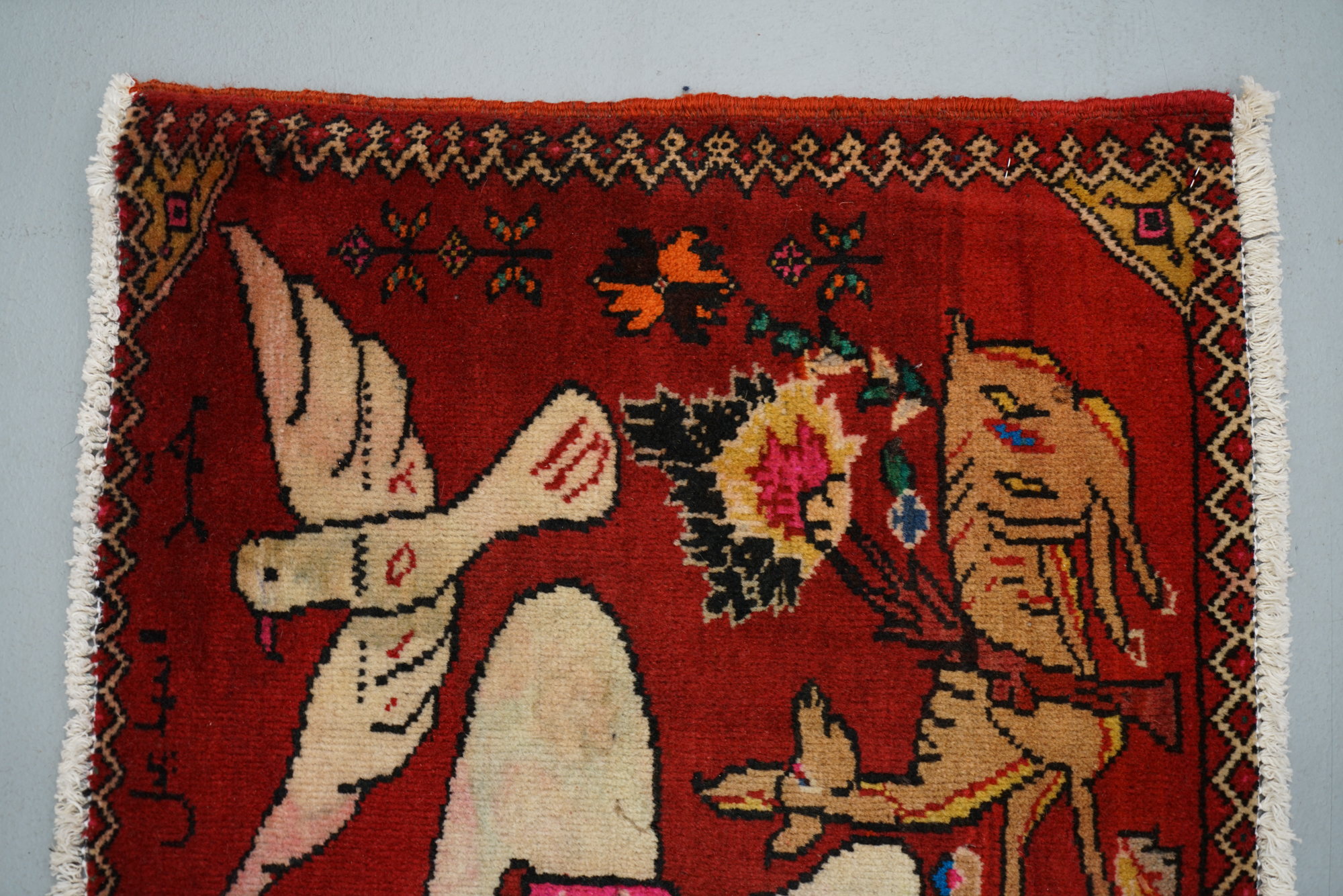 Hand-Knotted Persian Pictorial Accent Rug