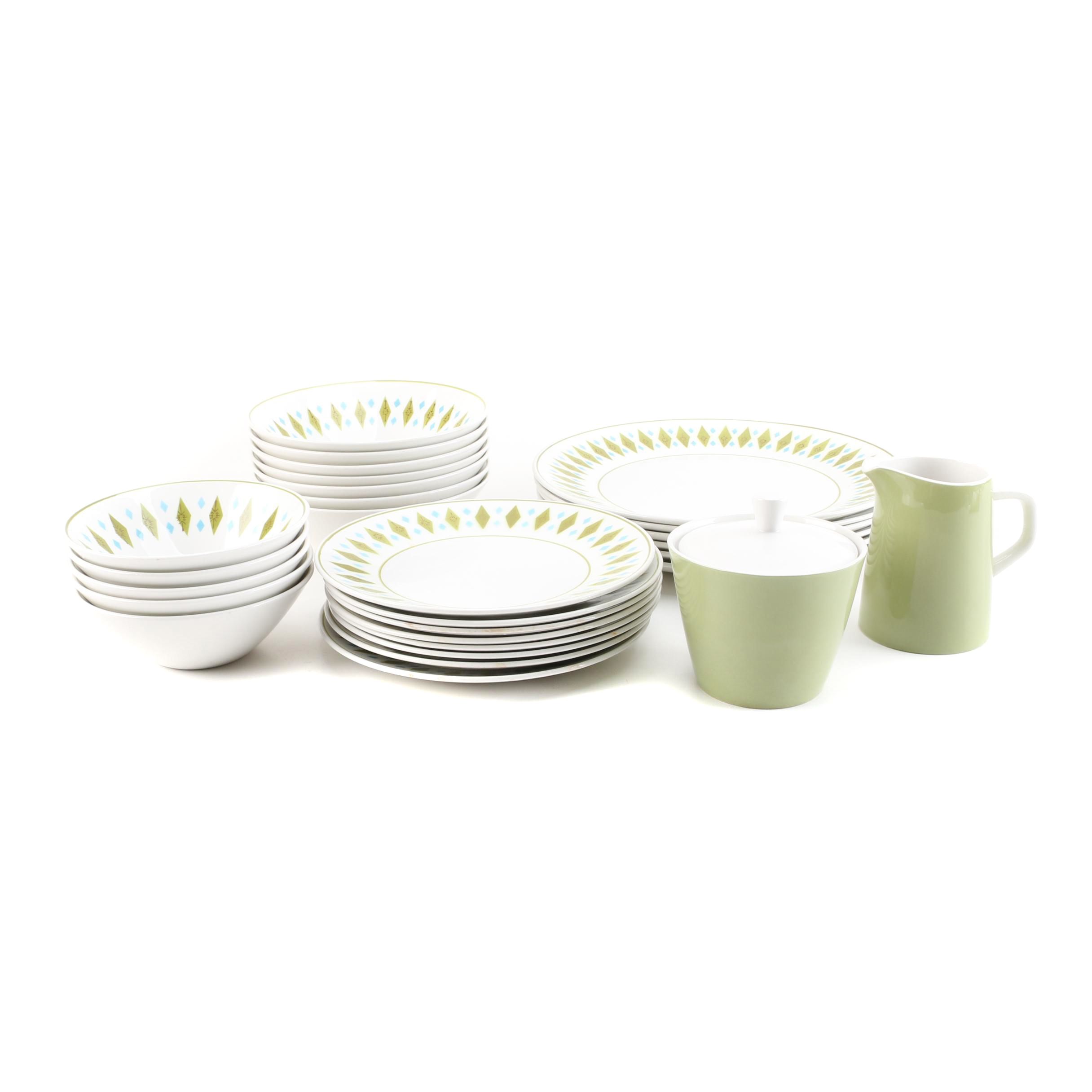 Mikasa Cerastone "Gem" and "Green" Dinnerware and Serving Dishes
