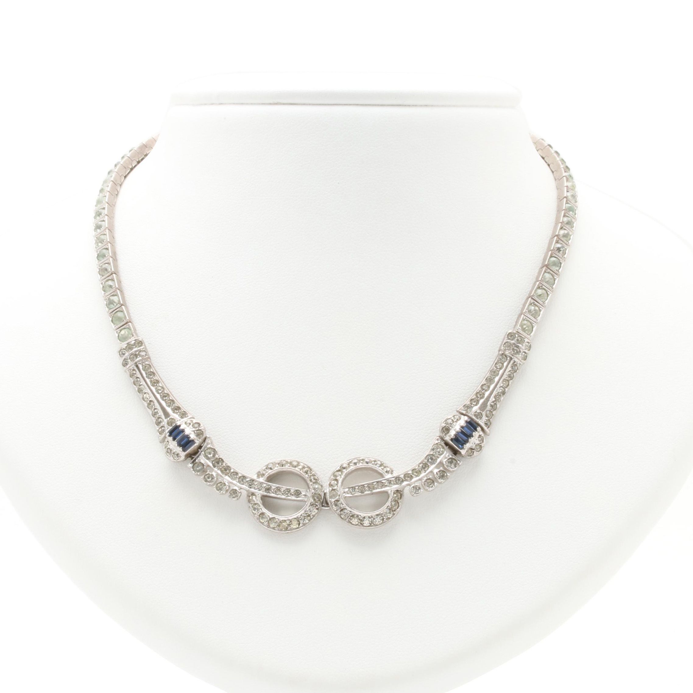 Otis Art Deco Sterling Silver Glass Paste Necklace