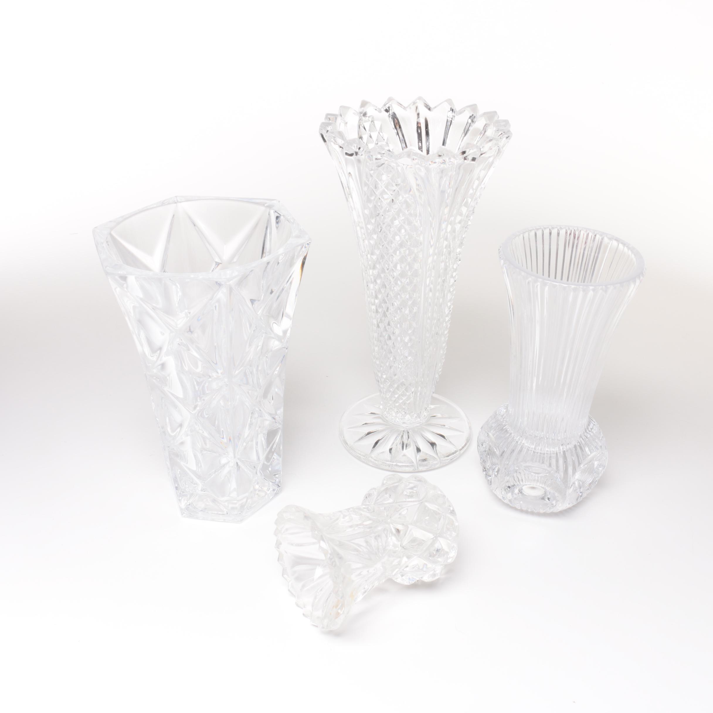 Group of Pressed Glass and Lead Crystal Vases