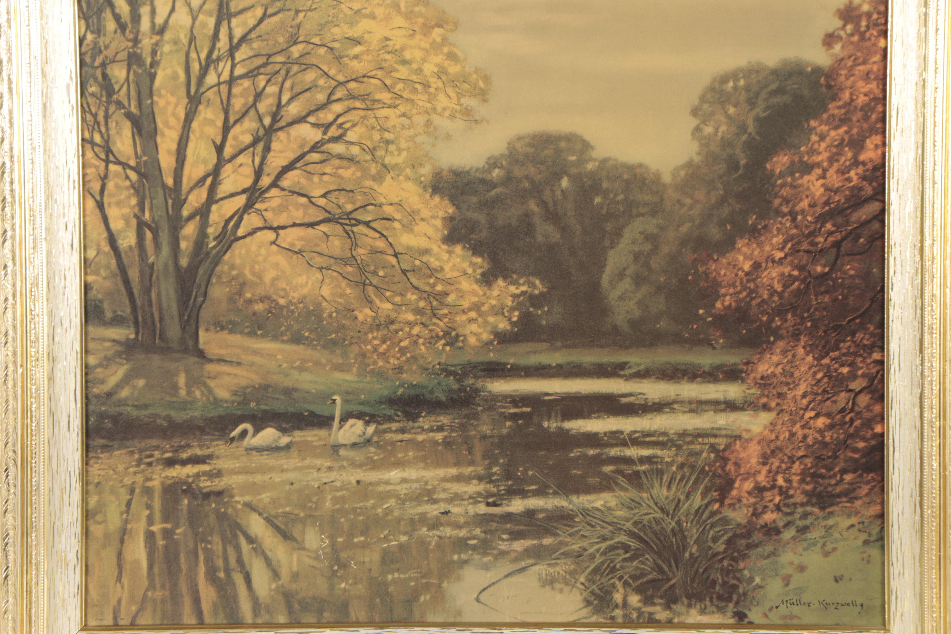 Offset Lithograph After Konrad Alexander Müller-Kurzwelly "Swan Lake"