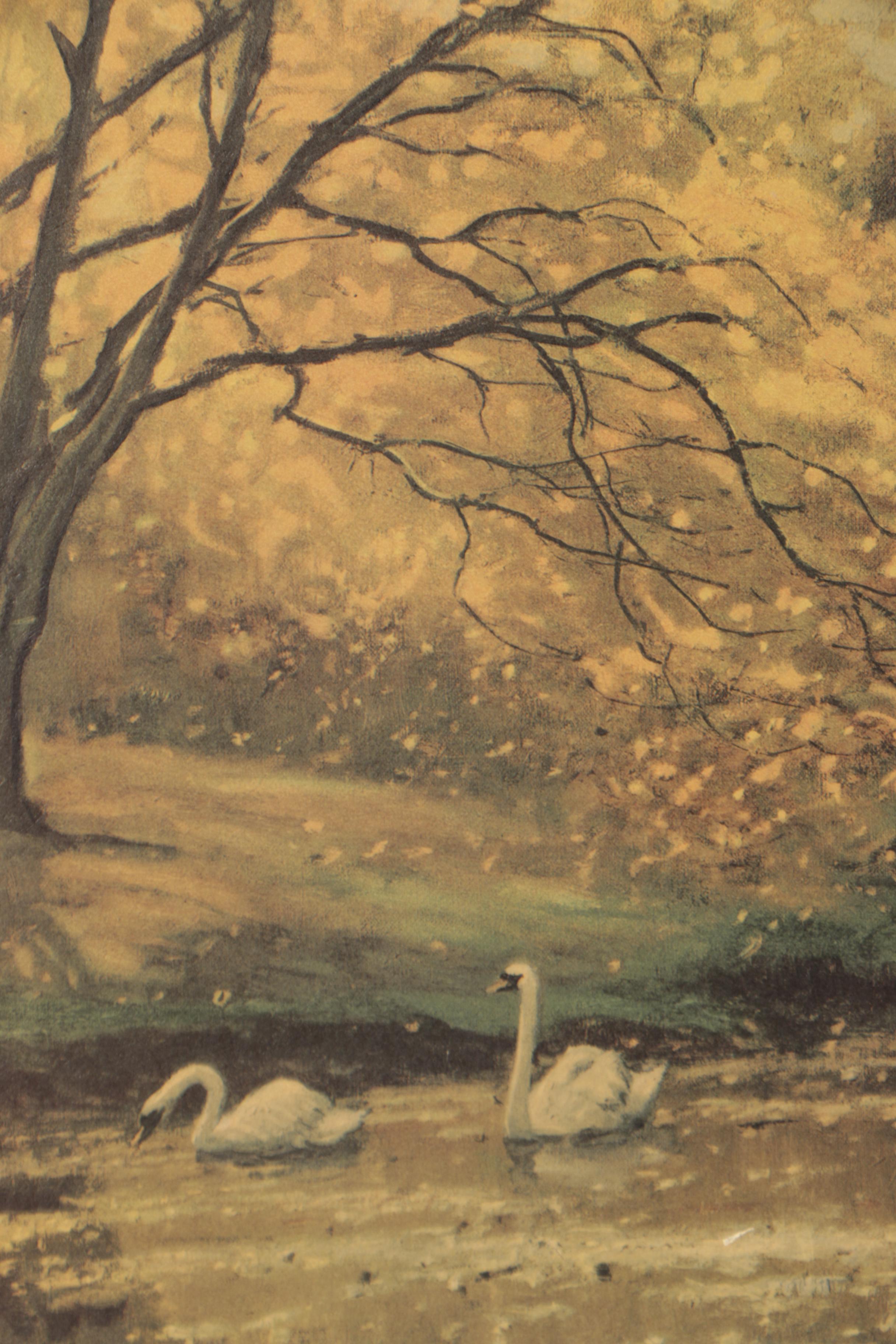 Offset Lithograph After Konrad Alexander Müller-Kurzwelly "Swan Lake"