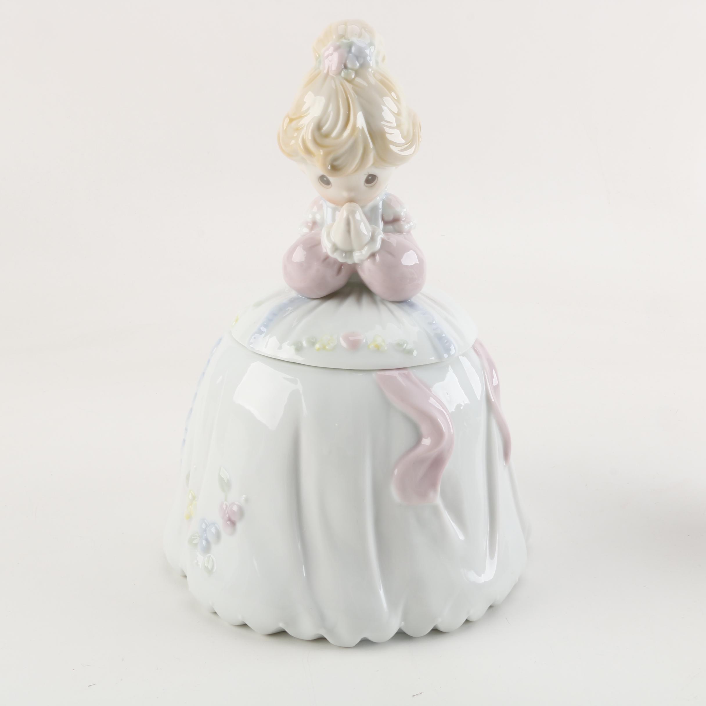 Precious Moments Figurines Including "Friends Never Drift Apart" and Cookie Jar