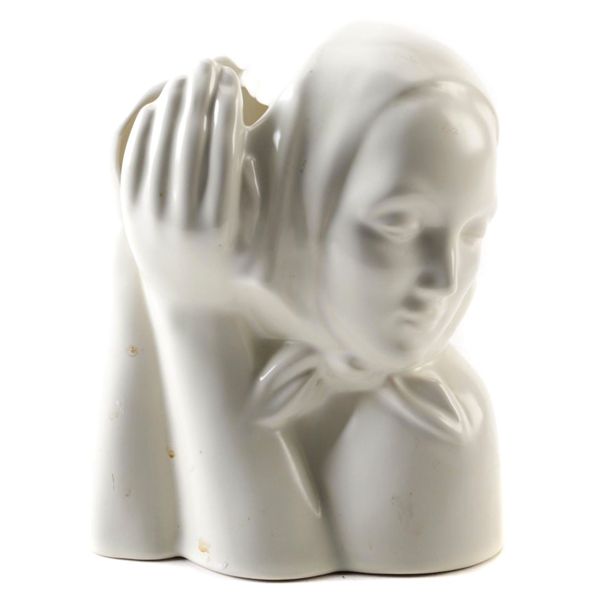 Catalina Pottery White Ceramic Figural Planter Circa 1940s