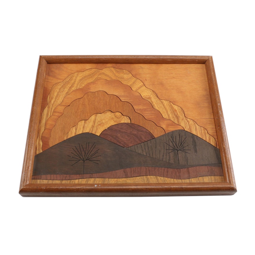 1984 Wooden Marquetry Panel "Clouds"