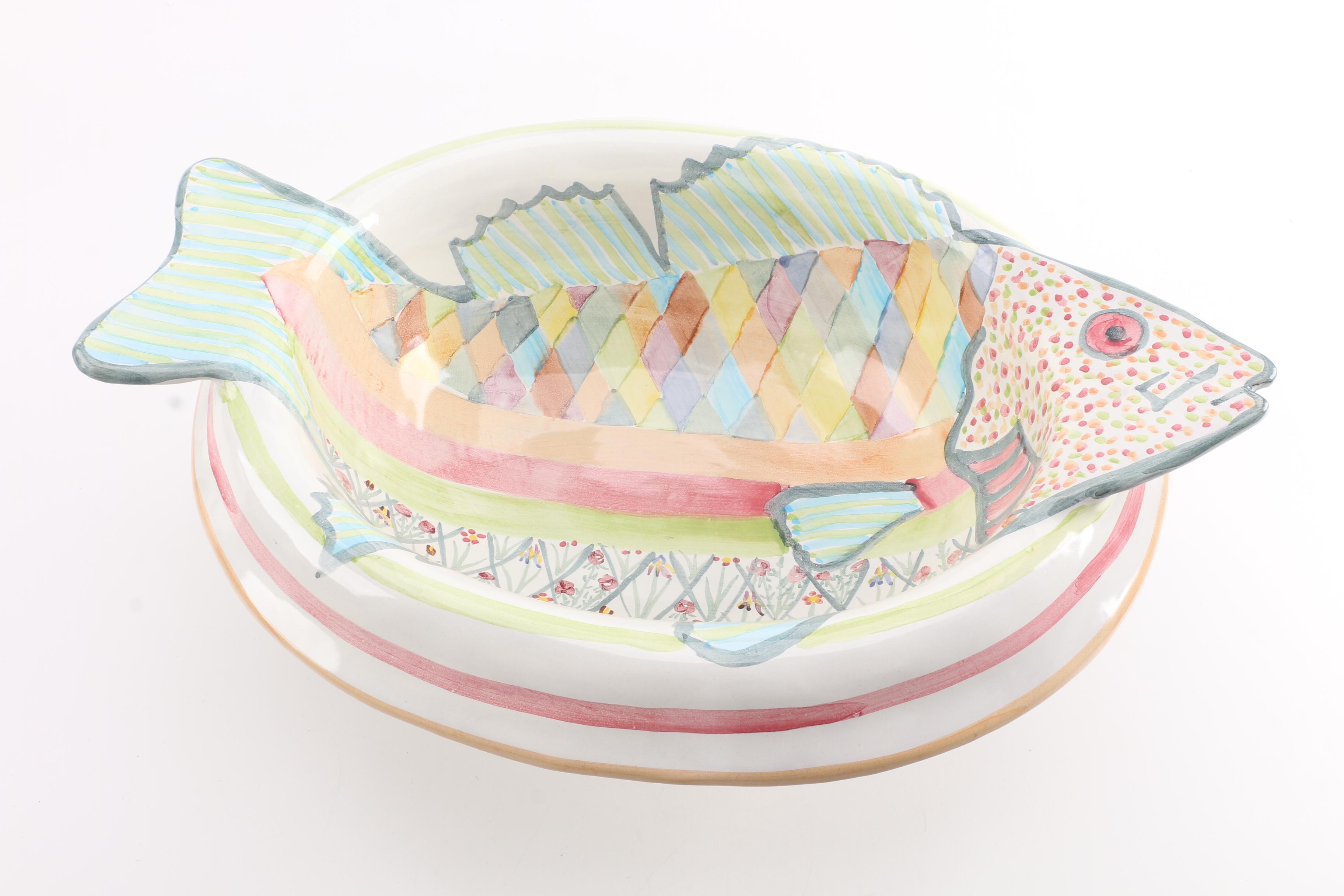 McKenzie-Childs "Fish Story" Fish Bowl