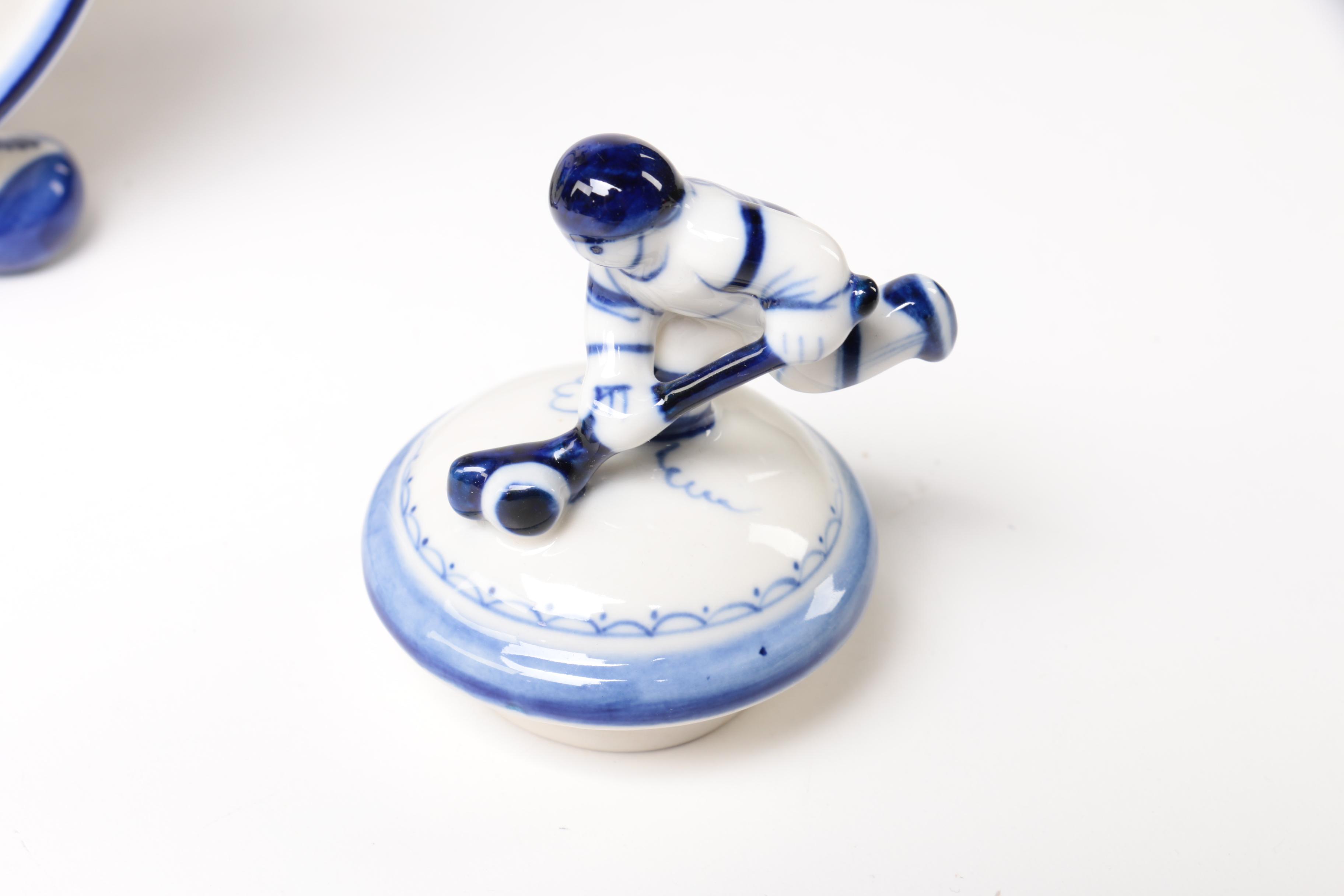 Russian Gzhel Porcelain Hand Decorated Teapot