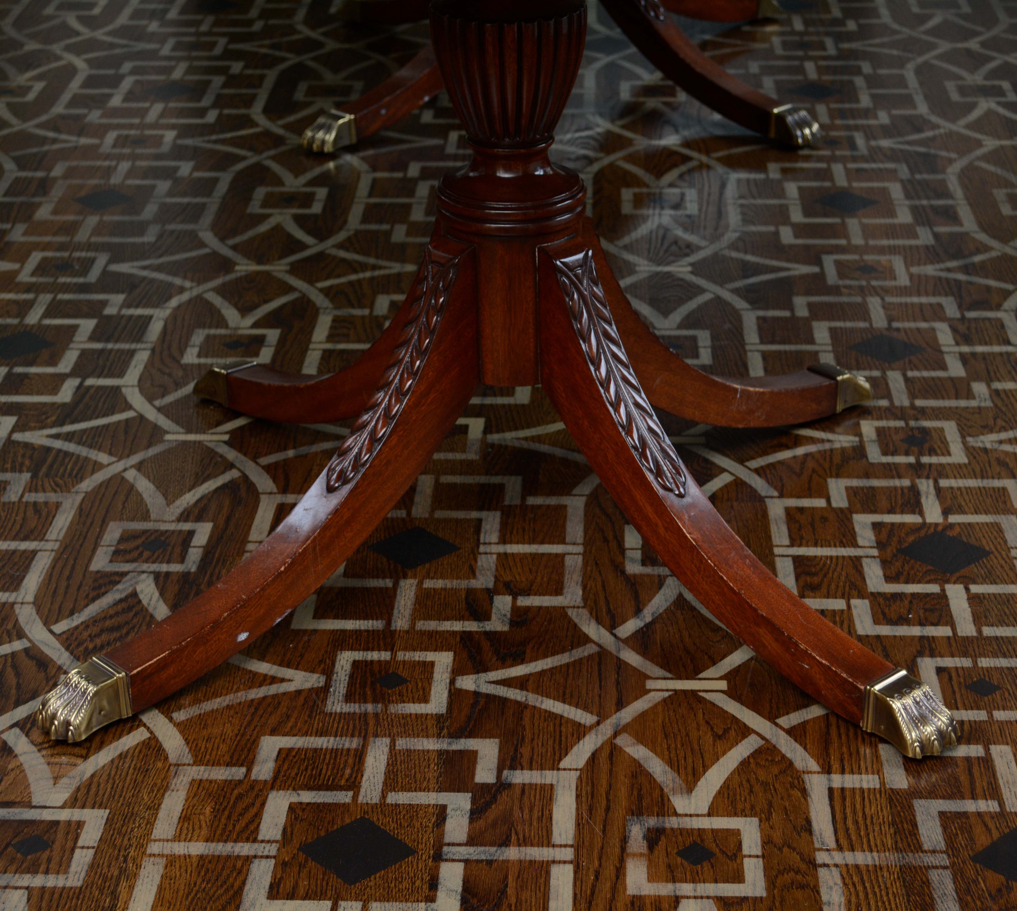 Vintage Duncan Phyfe Style Mahogany Double Pedestal Dining Table