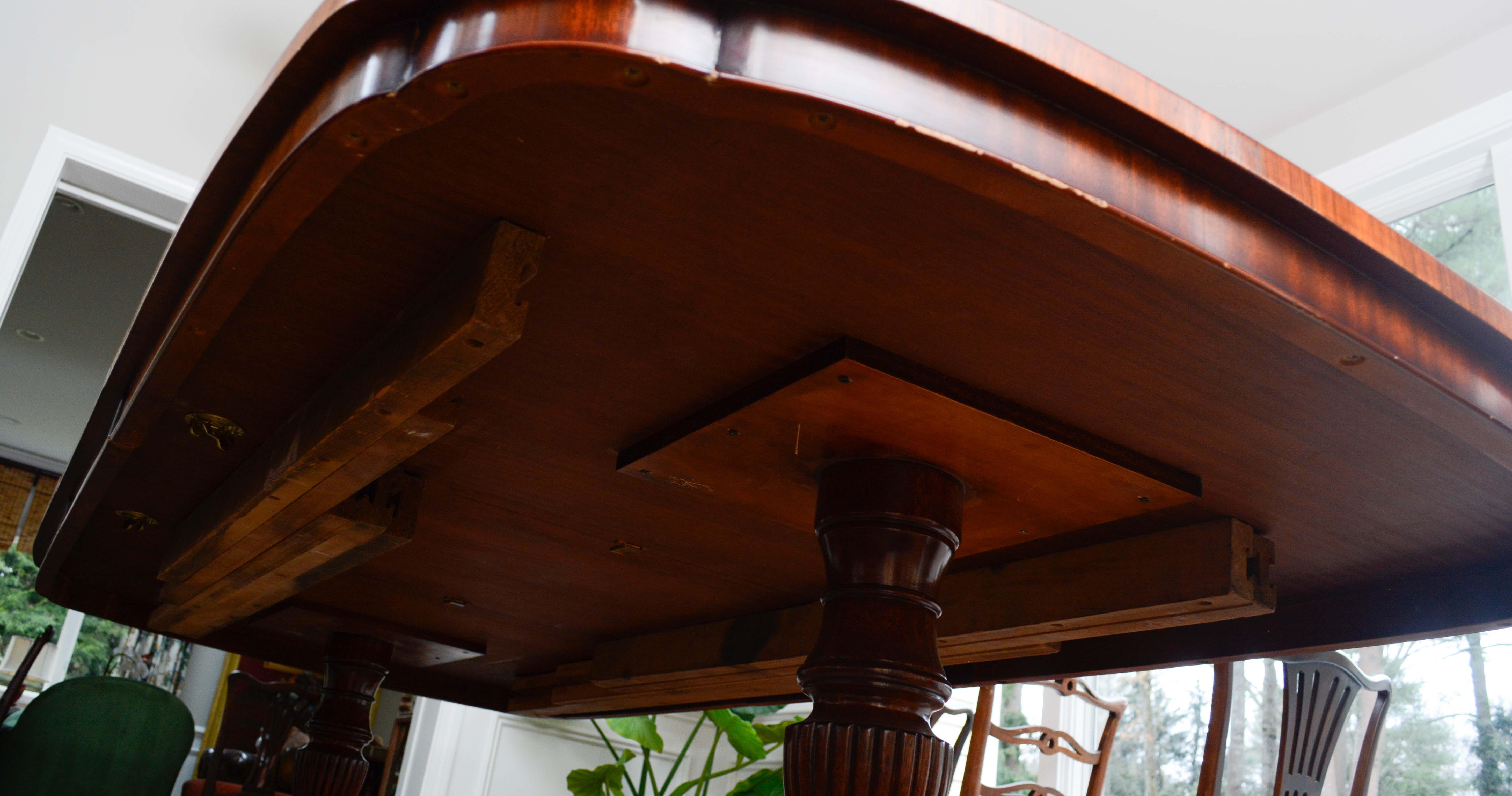 Vintage Duncan Phyfe Style Mahogany Double Pedestal Dining Table