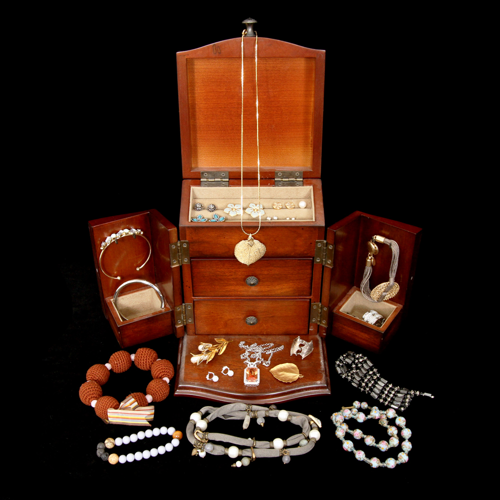 Bombay Company Jewelry Box with Costume Jewelry Collection