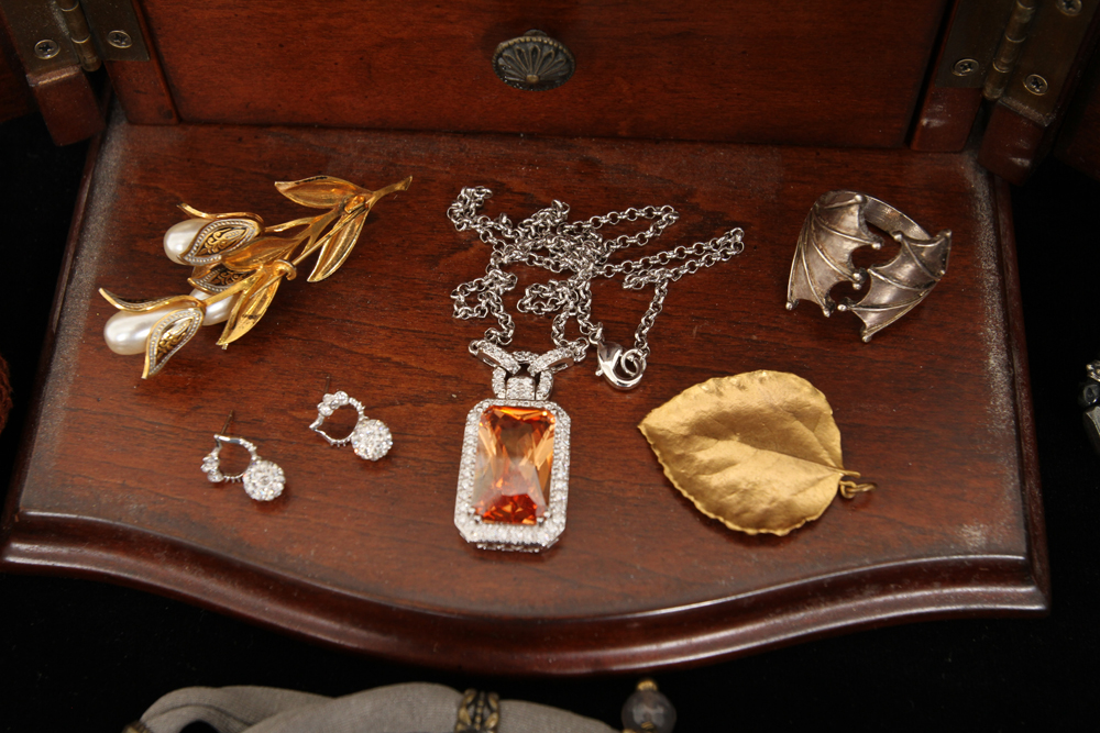 Bombay Company Jewelry Box with Costume Jewelry Collection