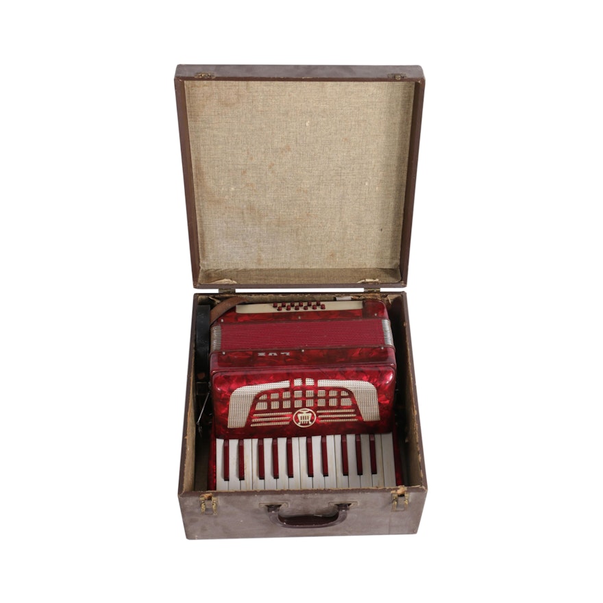 Vintage Italian Piano Accordion with Case