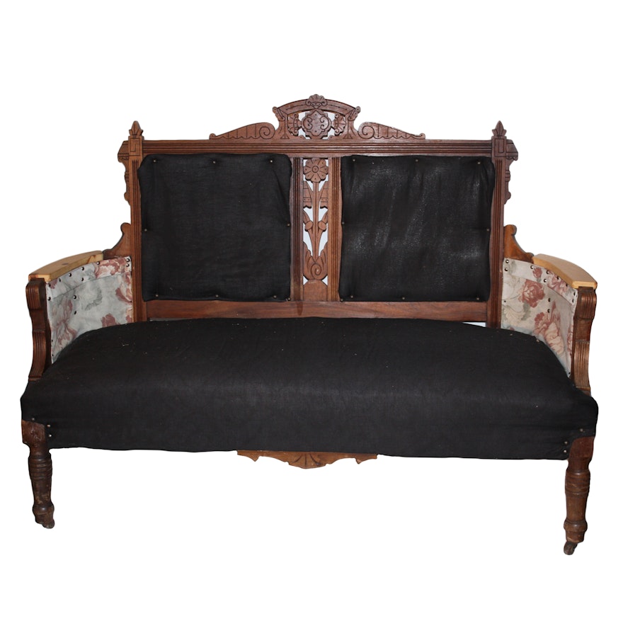 Antique Victorian Eastlake Walnut Settee