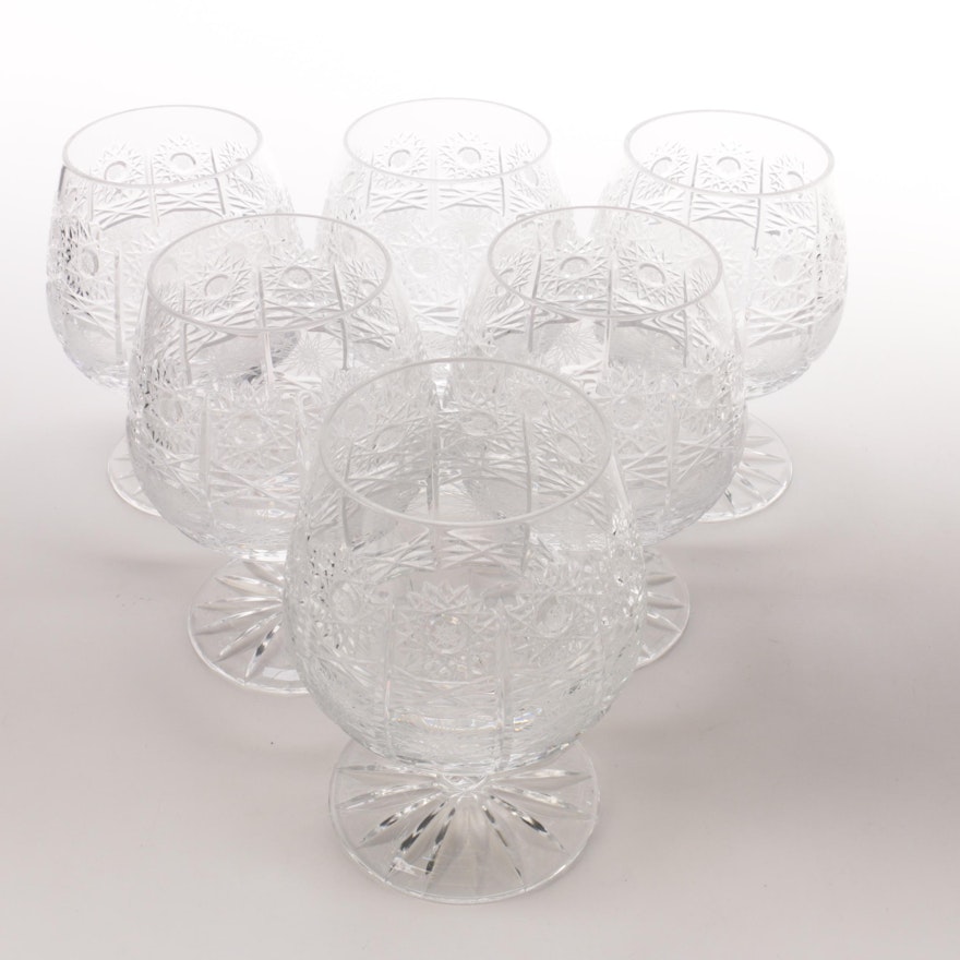 Set of Six Crystal Brandy Snifters