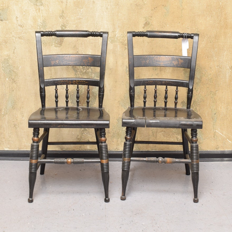Vintage Hitchcock Style Side Chairs by Nichols & Stone