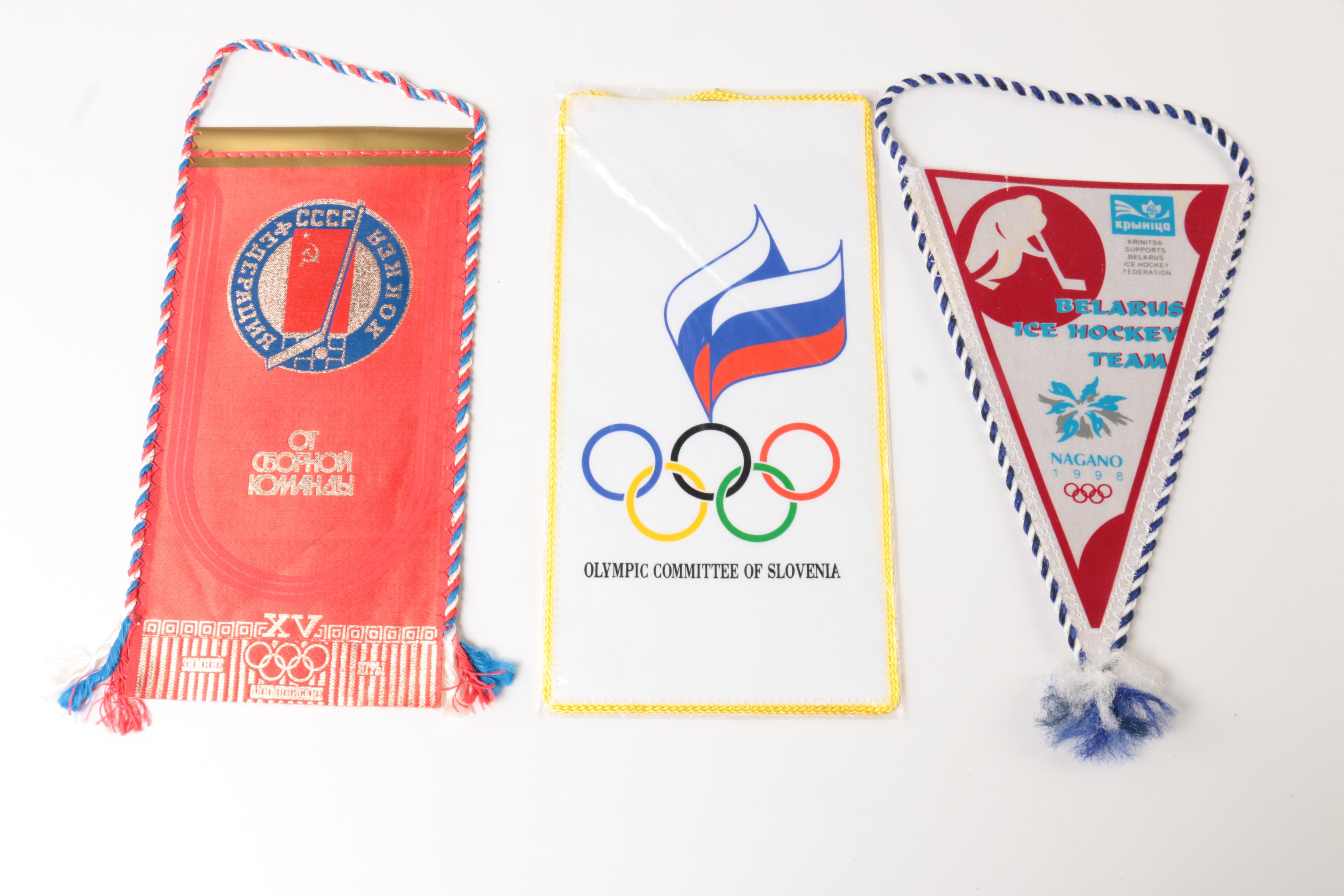 Ten Vintage Olympic Ice Hockey Banners