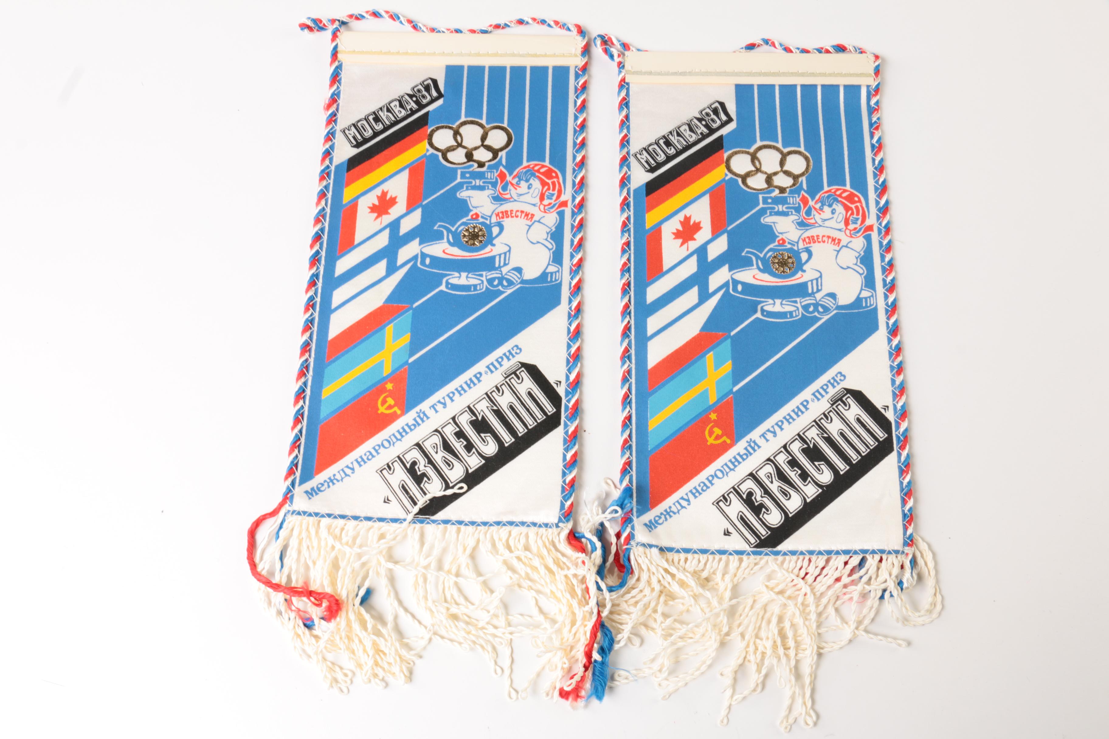 Ten Vintage Olympic Ice Hockey Banners