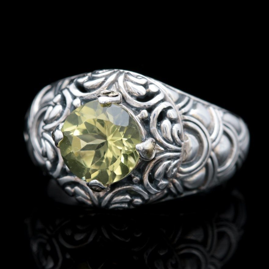 Robert Manse Sterling Silver, 18K Yellow Gold and Lemon Quartz Ring