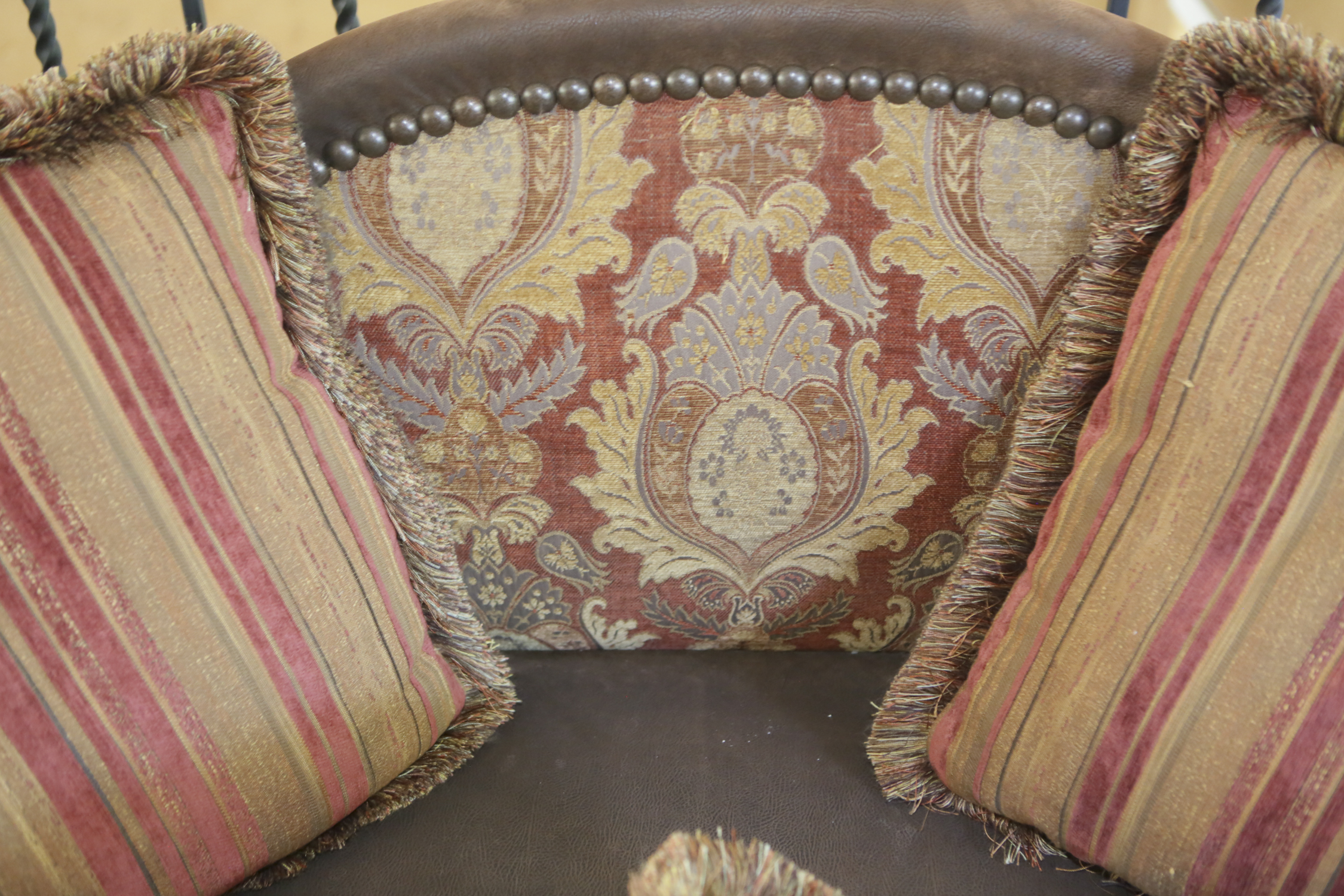 Vintage Overstuffed Love Seat with Ottoman