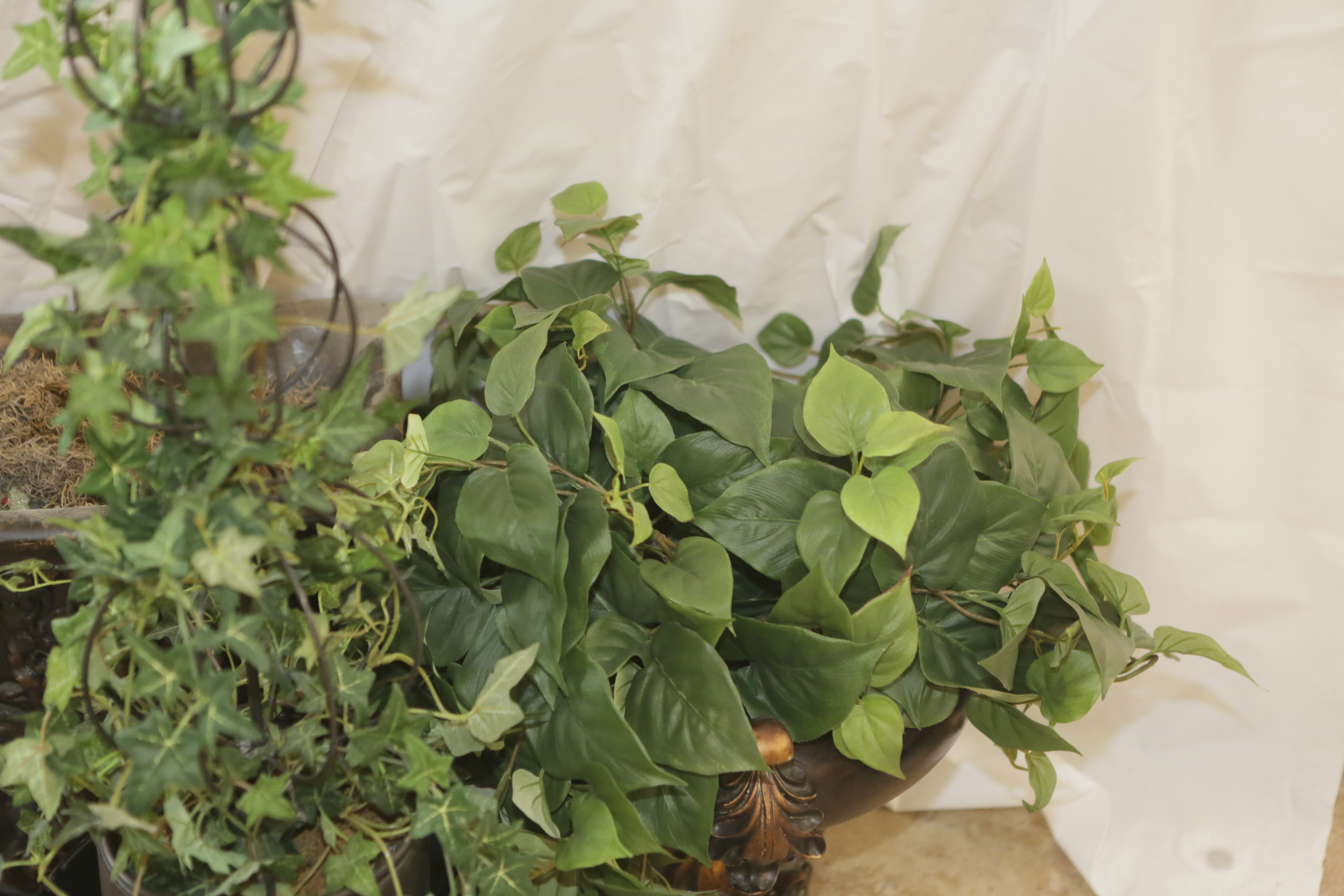 Assorted Decorative Artificial Plants Including Planters