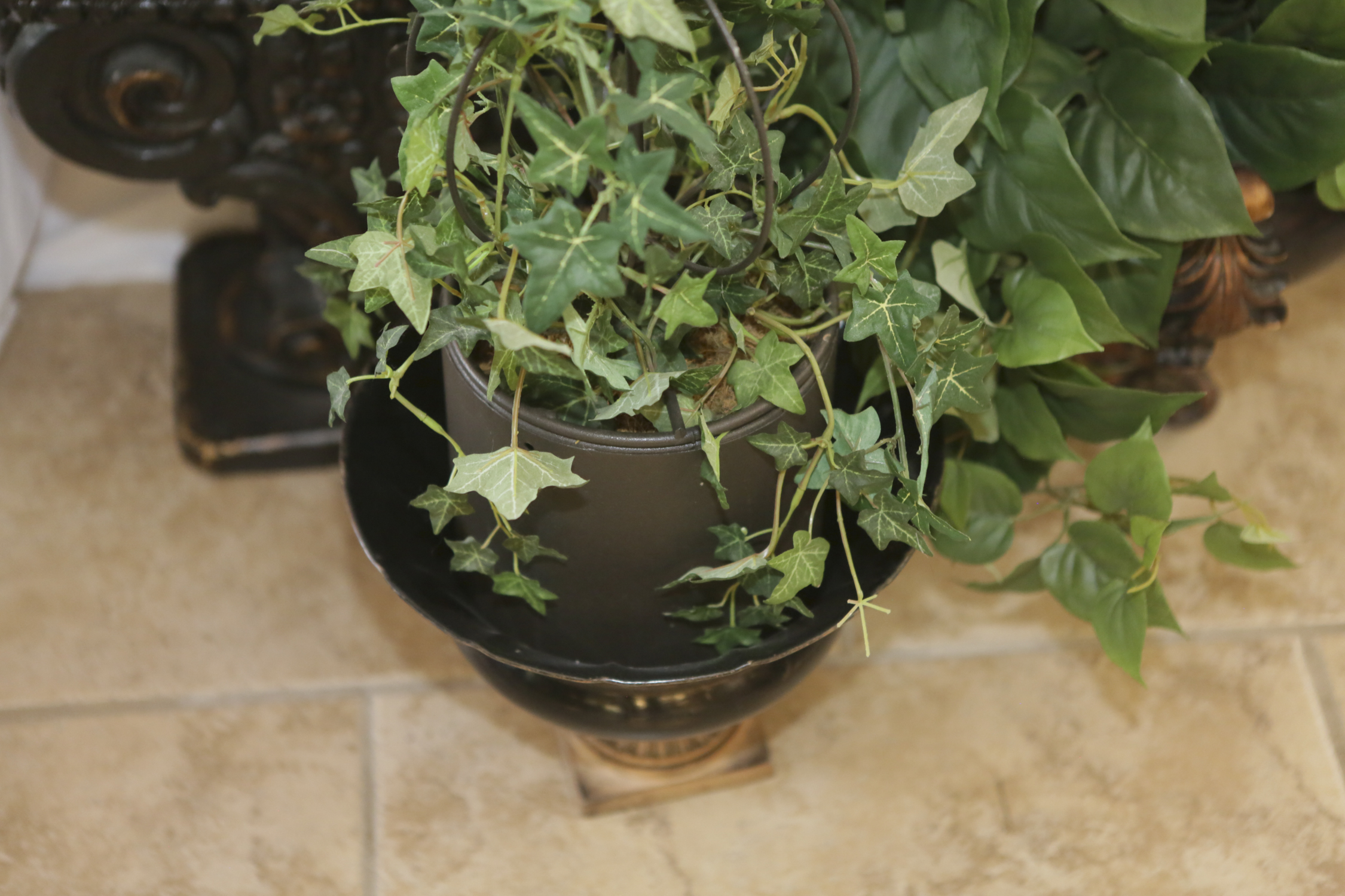 Assorted Decorative Artificial Plants Including Planters