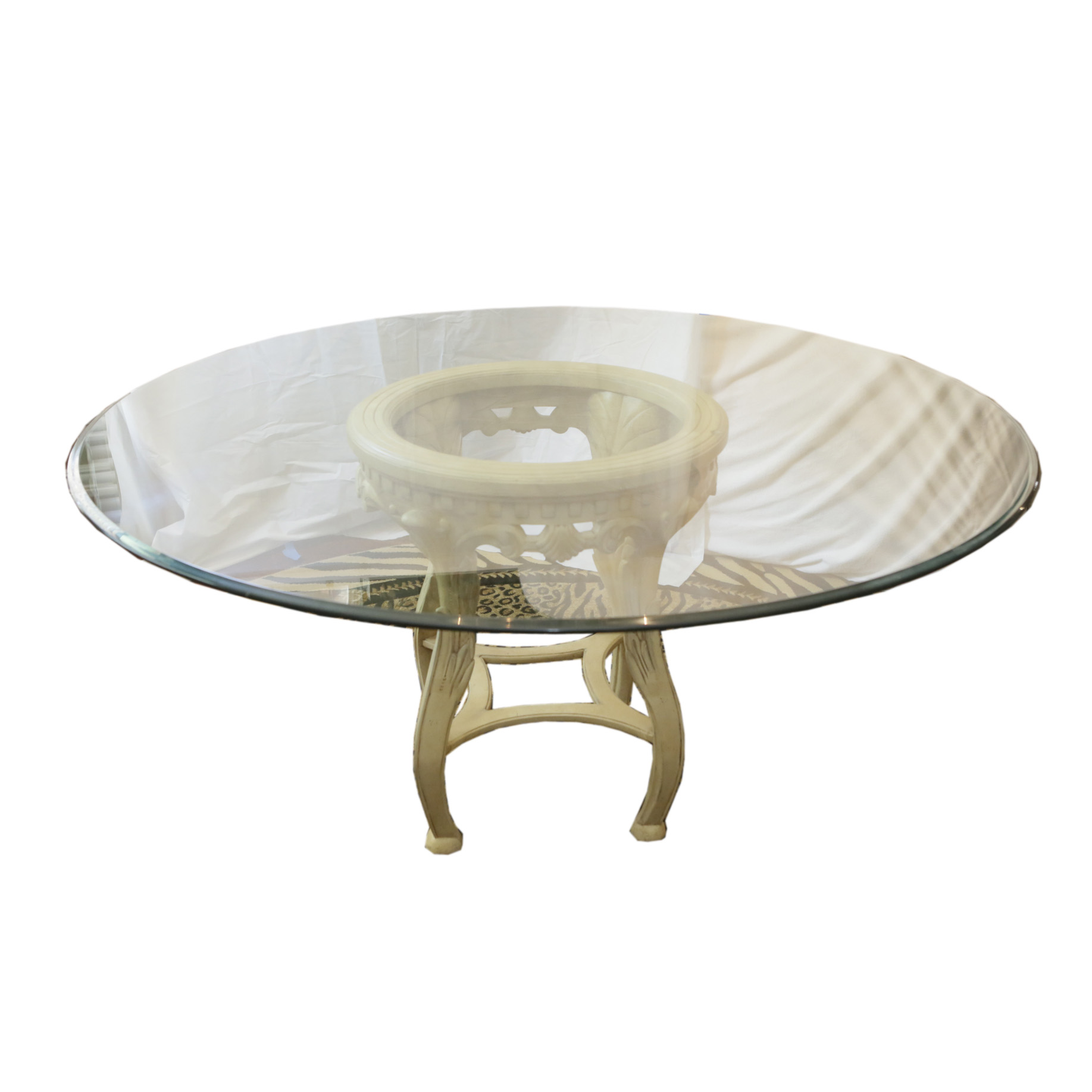 Contemporary Round Glass Top Dining Table