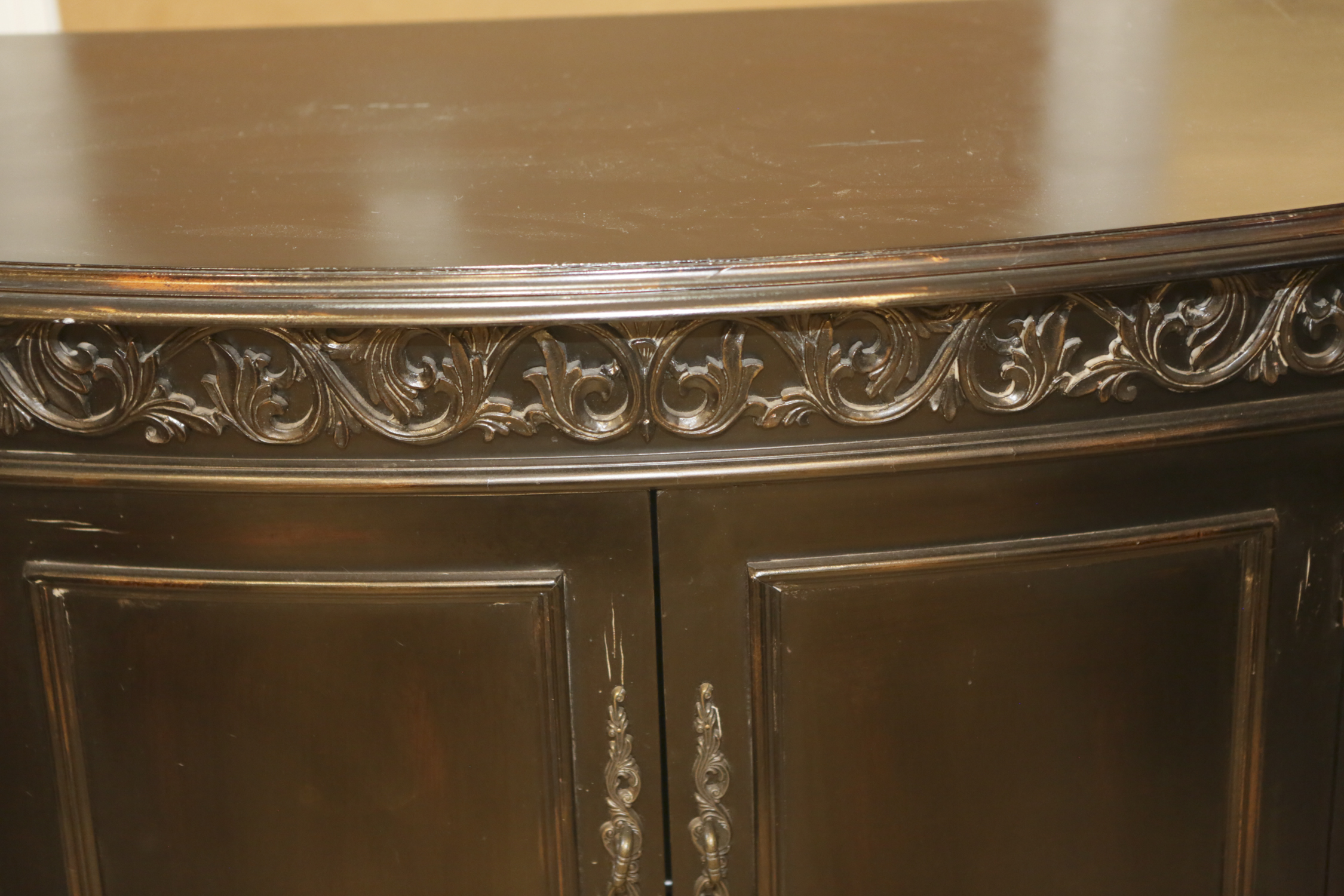 Contemporary French Style Bow Front Credenza