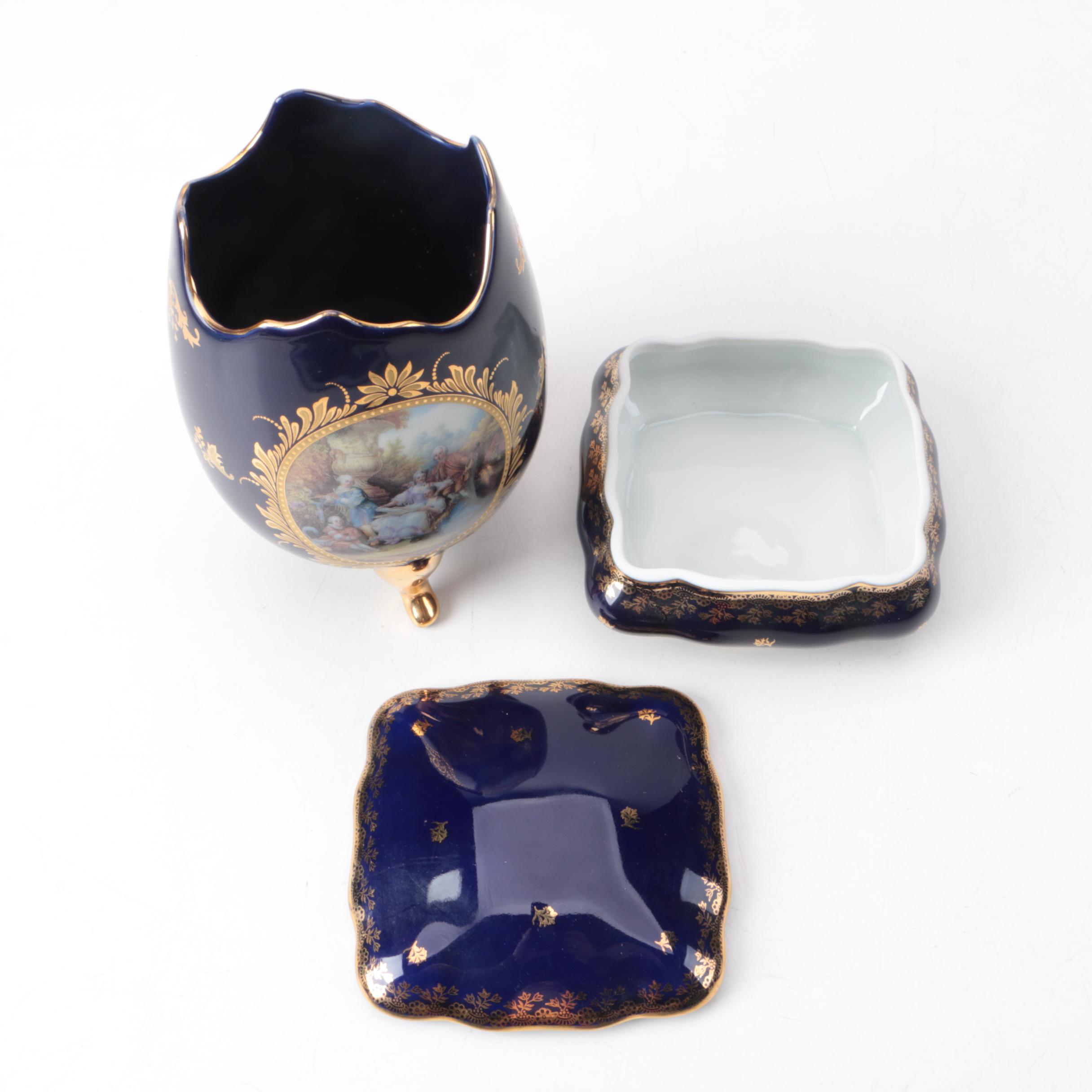 Limoges Trinket Box and Footed Egg