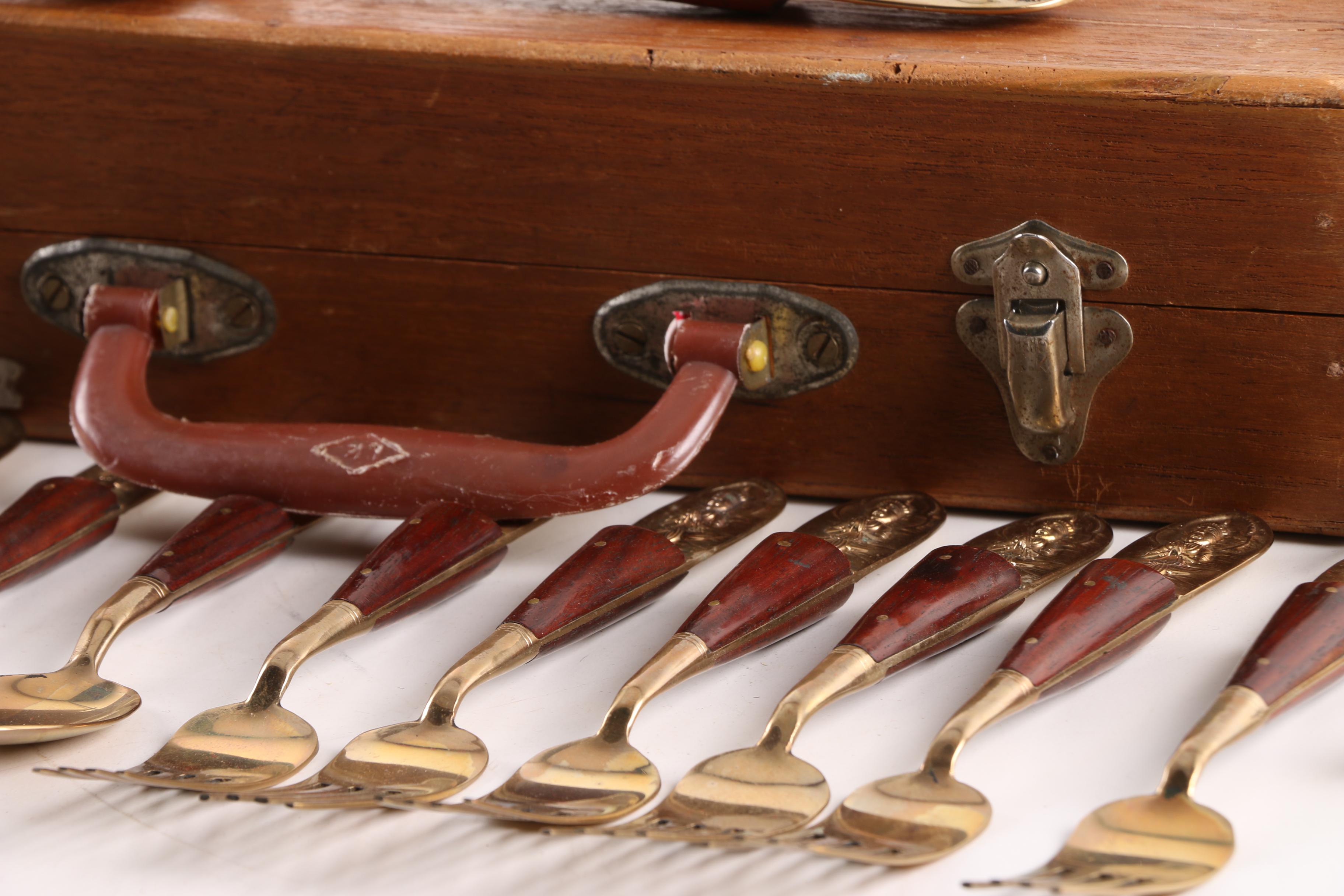 Thai Rosewood Handled Nickel Bronze Alloy Flatware Set