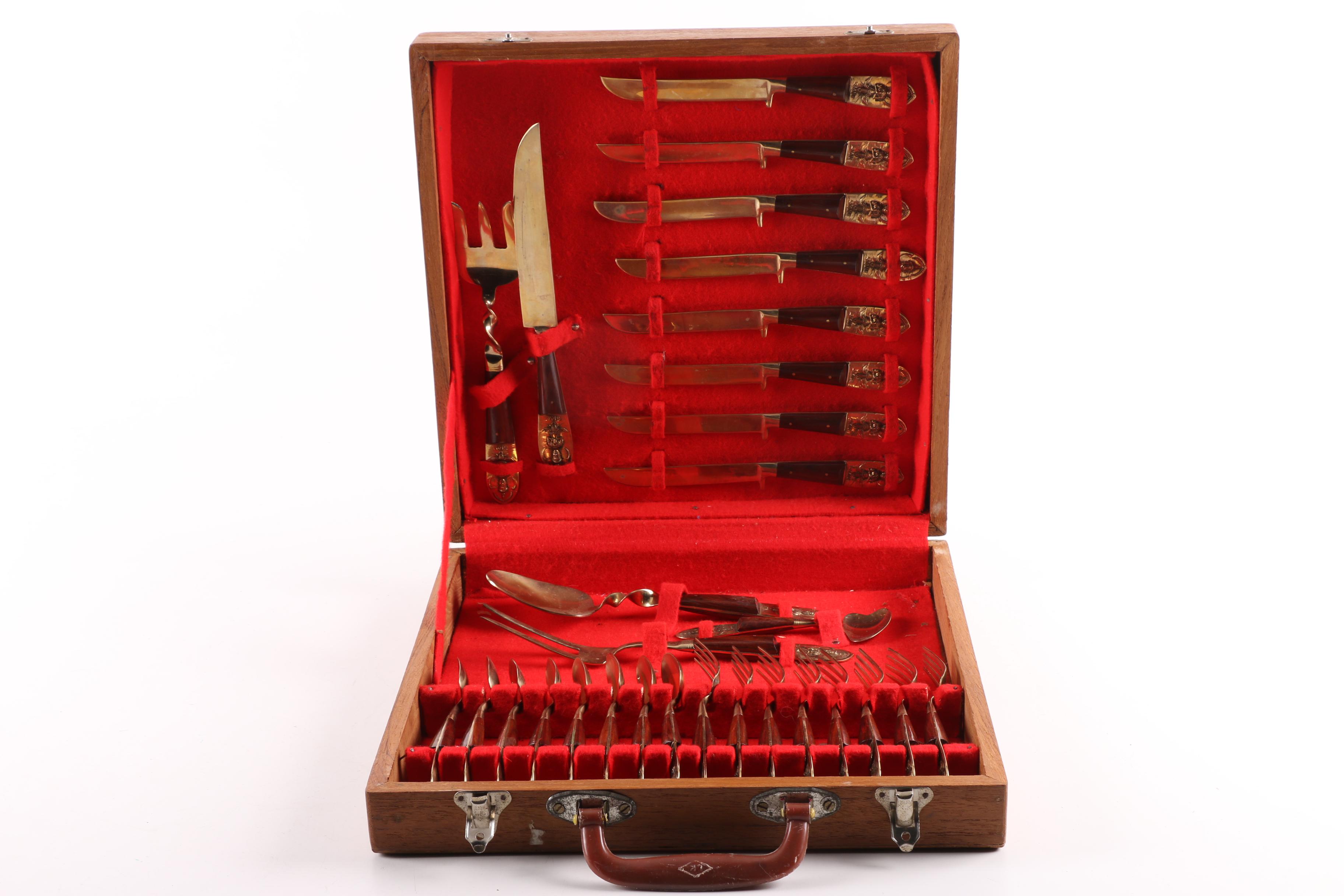 Thai Rosewood Handled Nickel Bronze Alloy Flatware Set