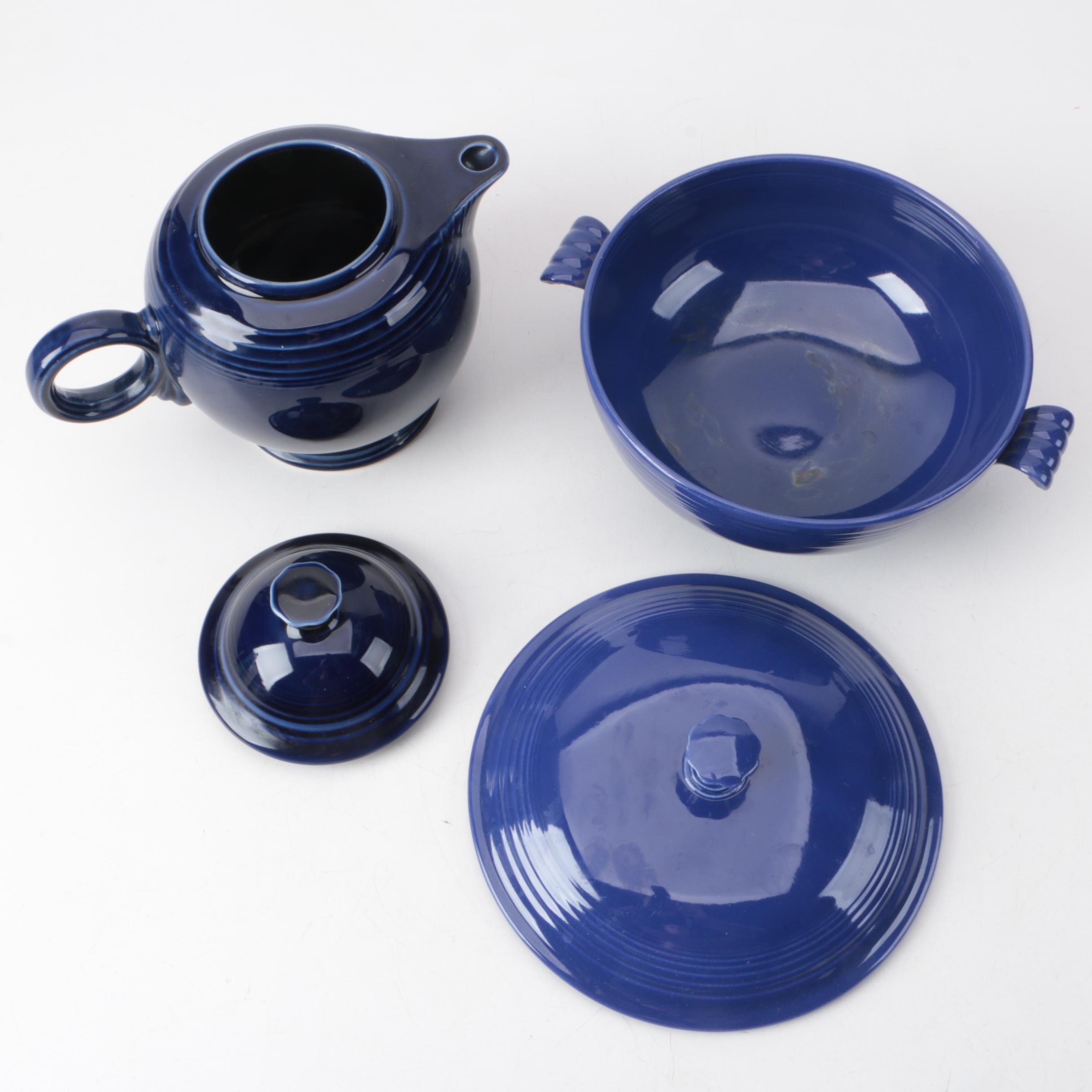 Homer Laughlin "Fiesta Cobalt Blue" Teapot and Serveware