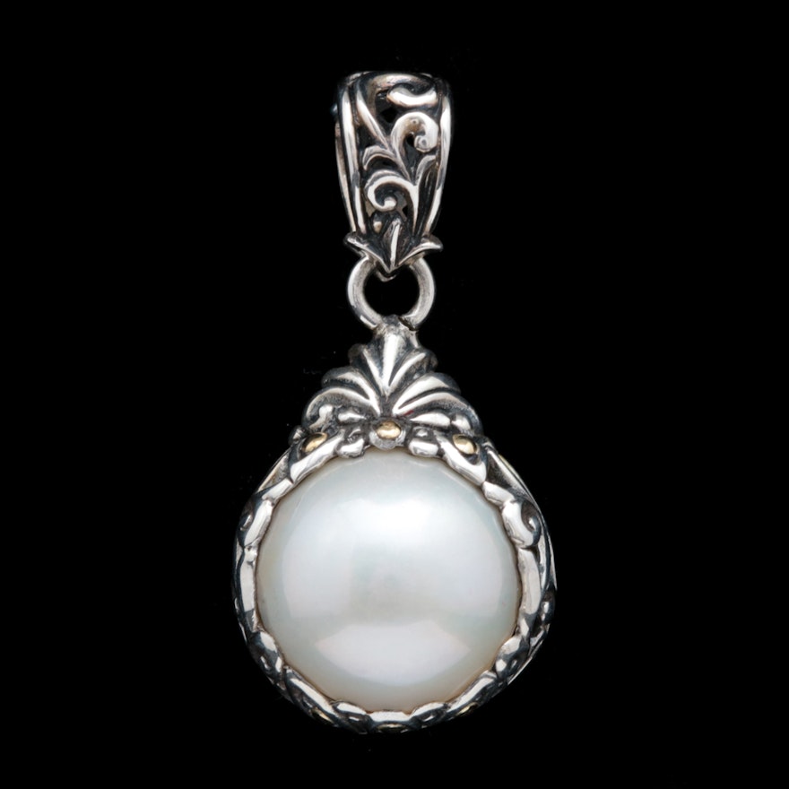 Robert Manse Sterling Silver, 18K Yellow Gold and Mabé Pearl Pendant