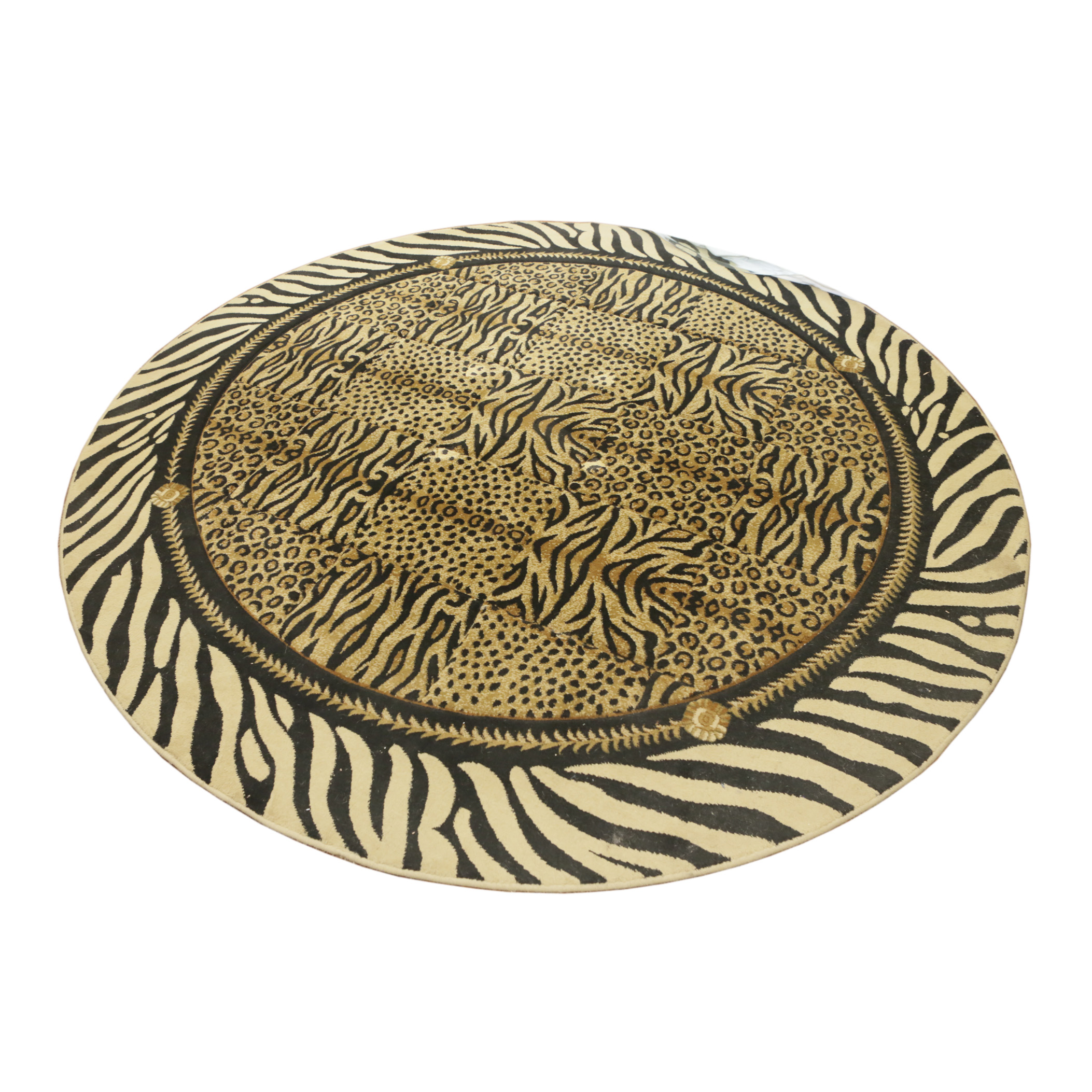 Machine Made Animal Print Circular Area Rug