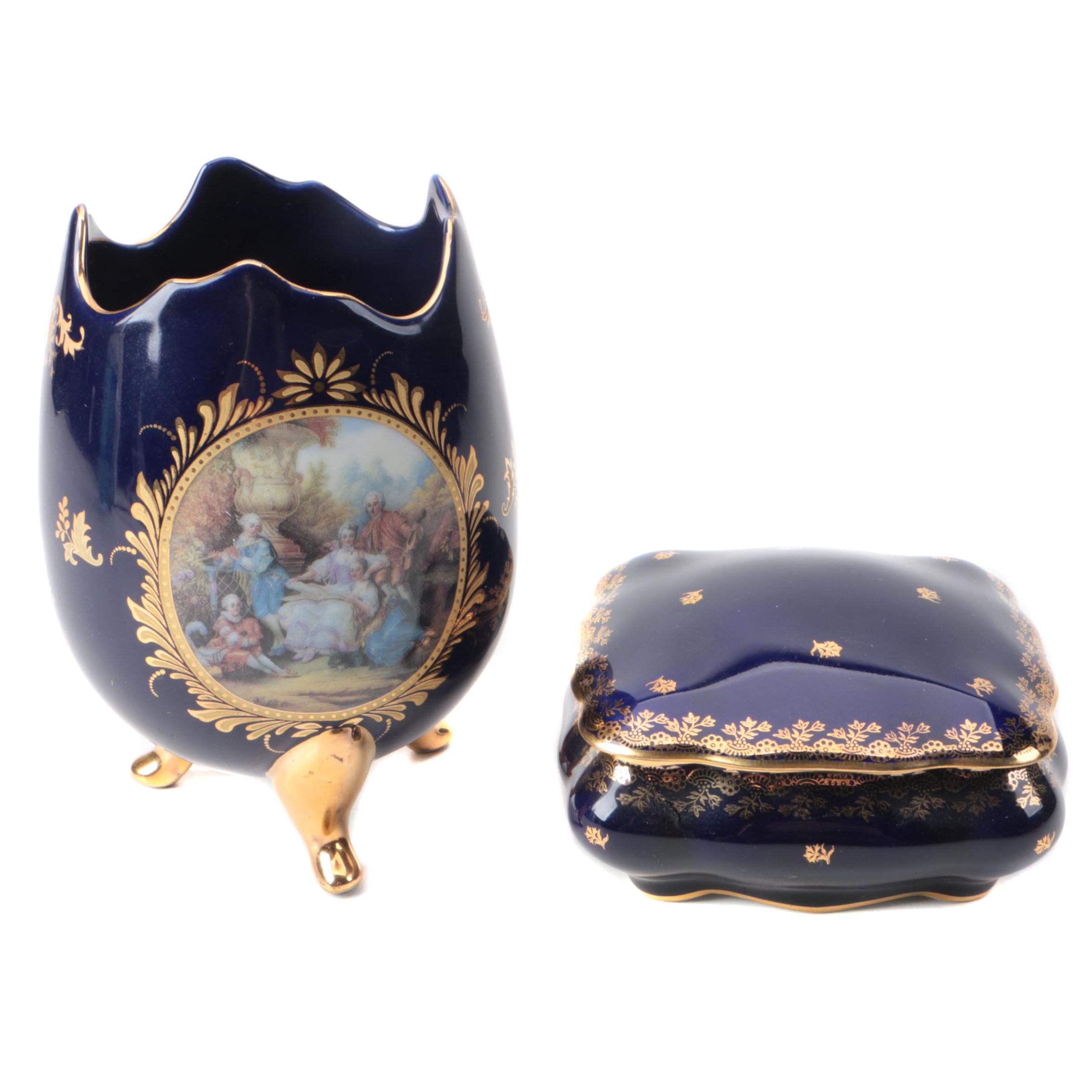 Limoges Trinket Box and Footed Egg