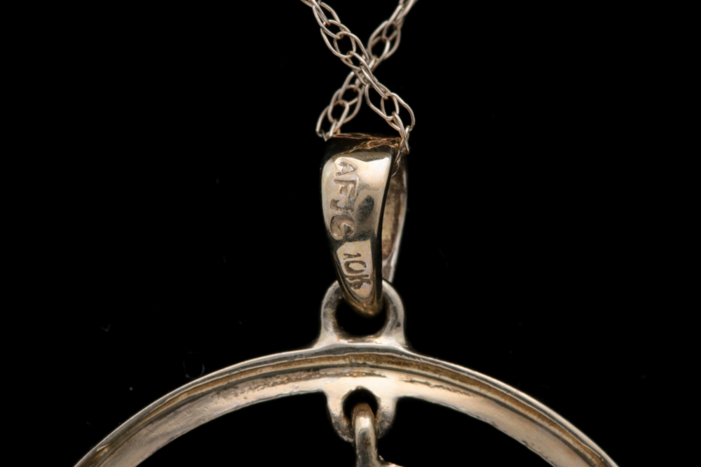 10K Yellow Gold and Diamond Flower Pendant with Chain