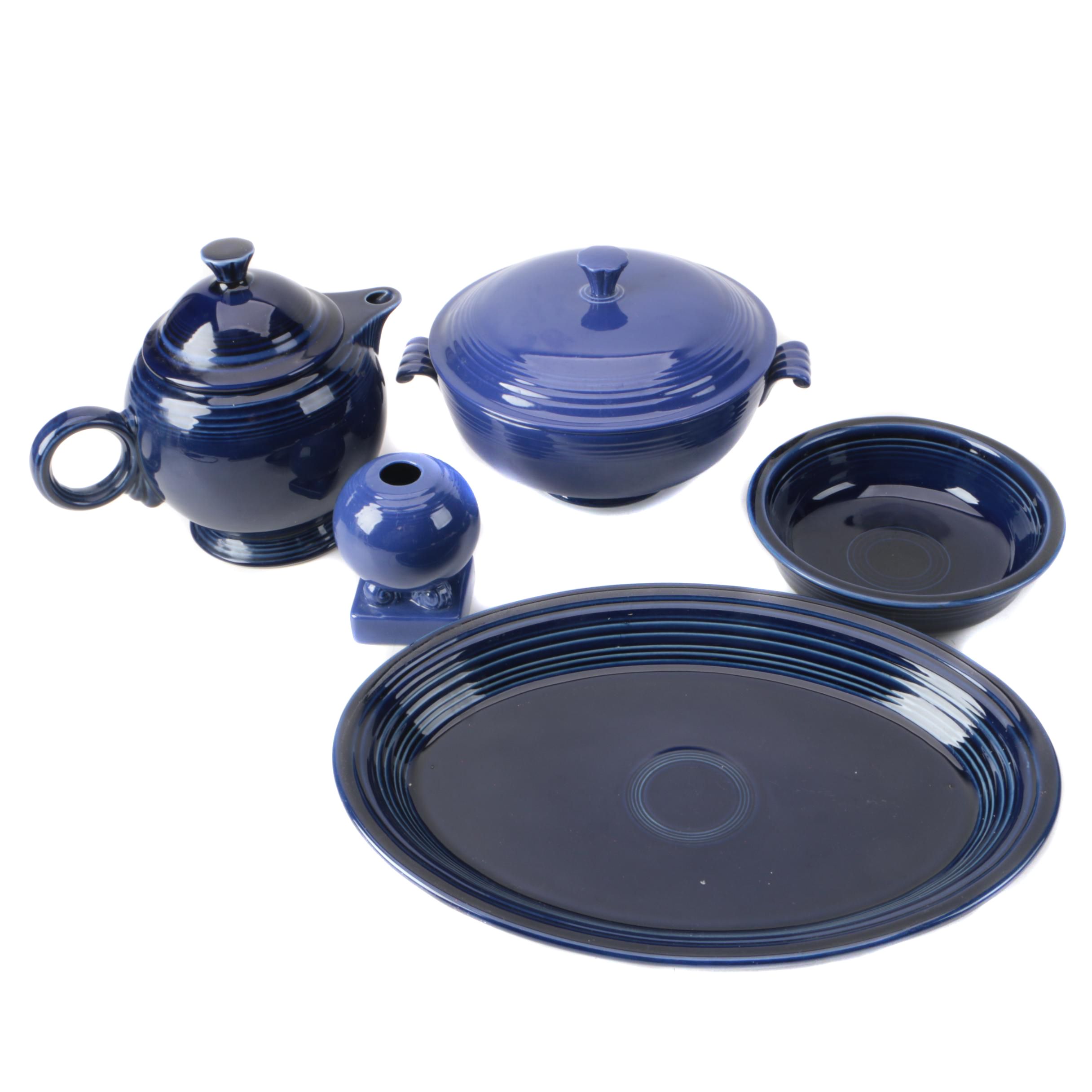 Homer Laughlin "Fiesta Cobalt Blue" Teapot and Serveware