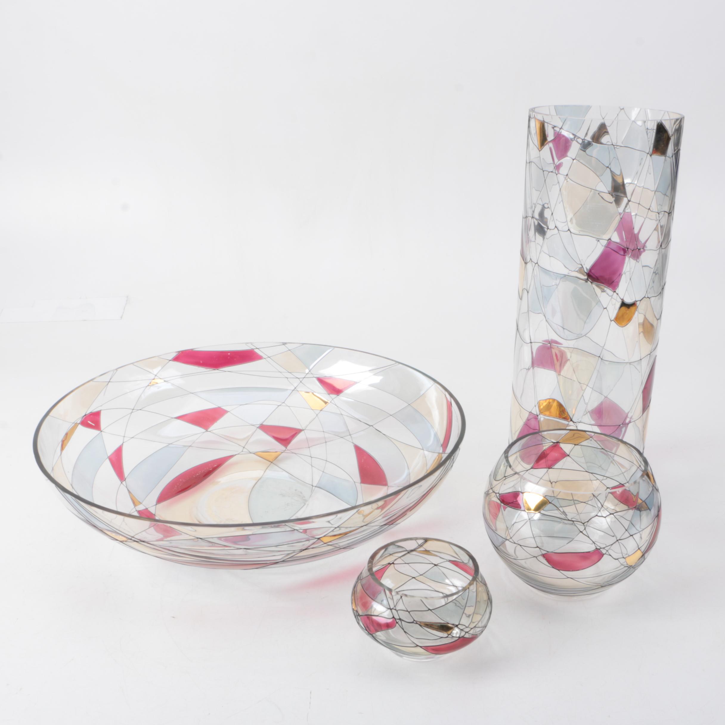 Contemporary Glass Serveware and Delft Style Trivet