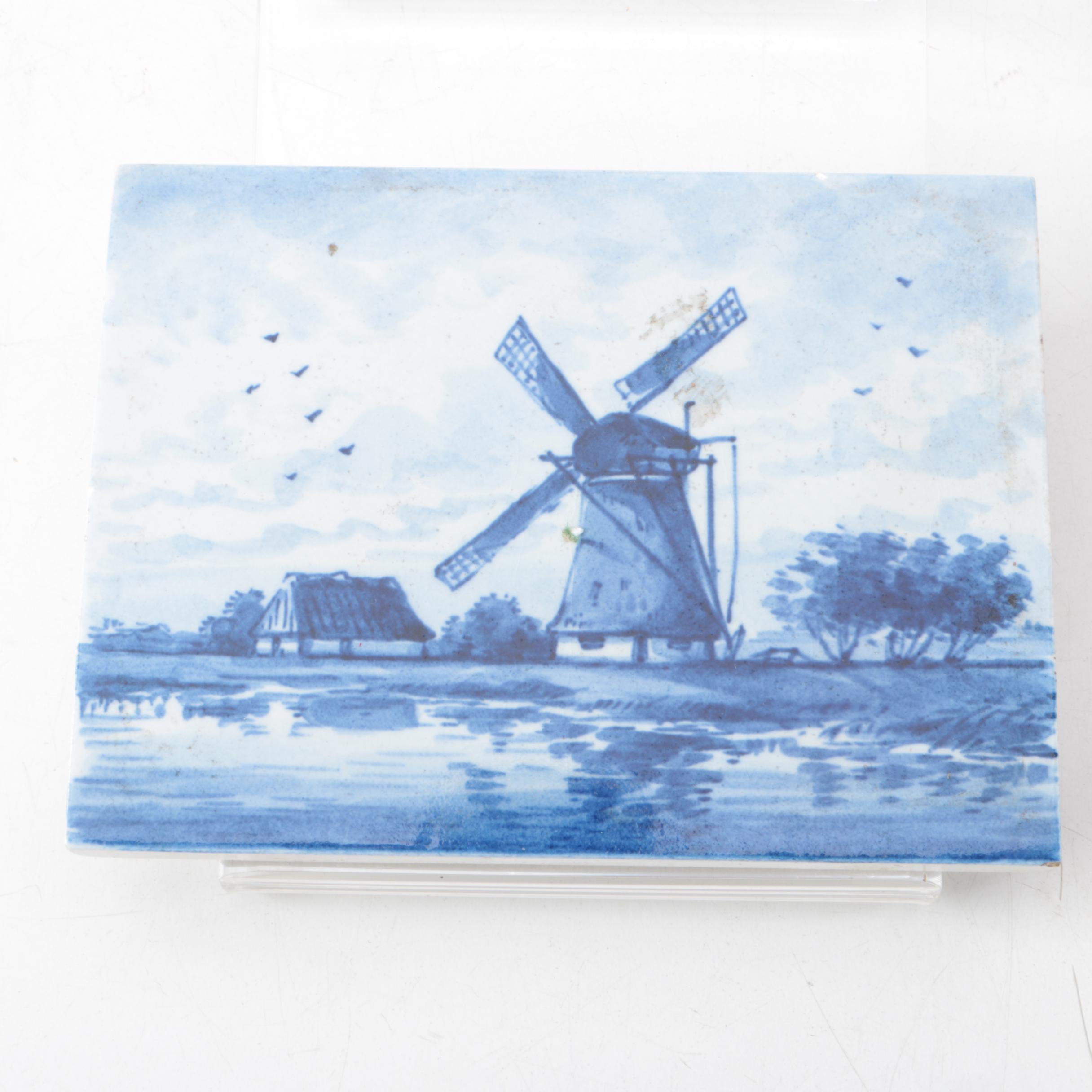 Contemporary Glass Serveware and Delft Style Trivet