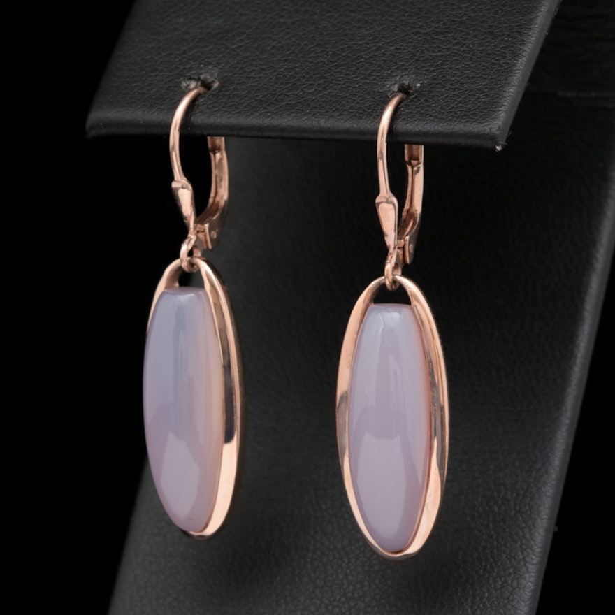 Rose Gold Wash on Sterling Silver and Lavender Jadeite Earrings