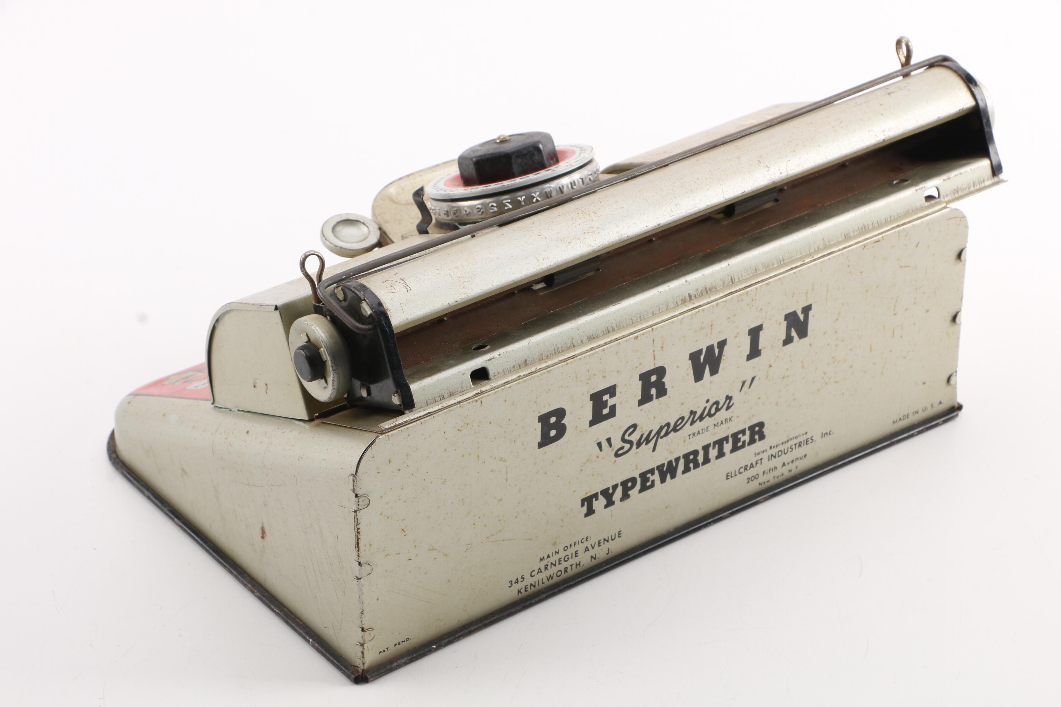 1940s Berwin "Superior" Tin Litho Typewriter Toy
