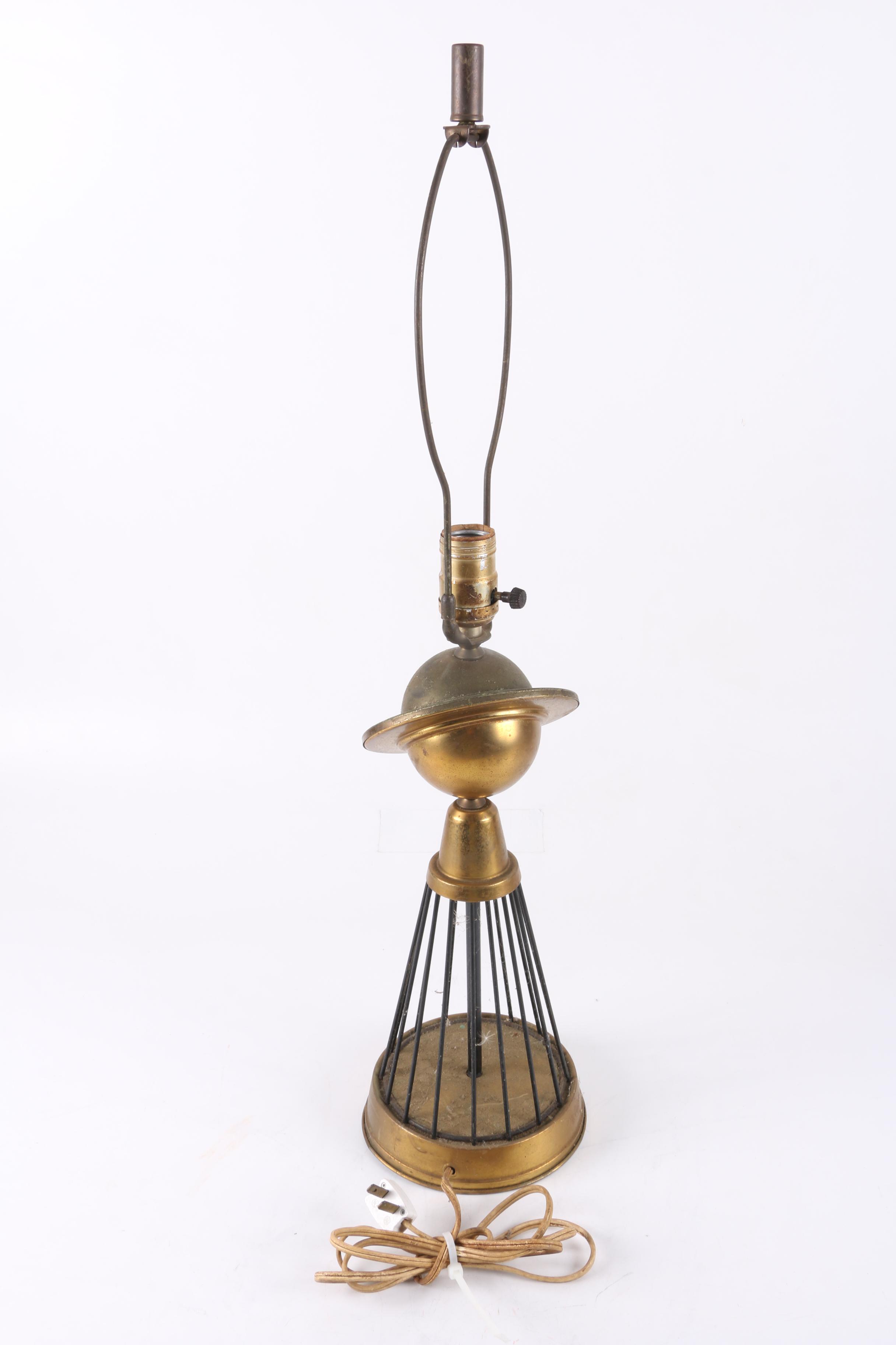 Unusual Vintage Metal Table Lamps Including a Saturn Lamp