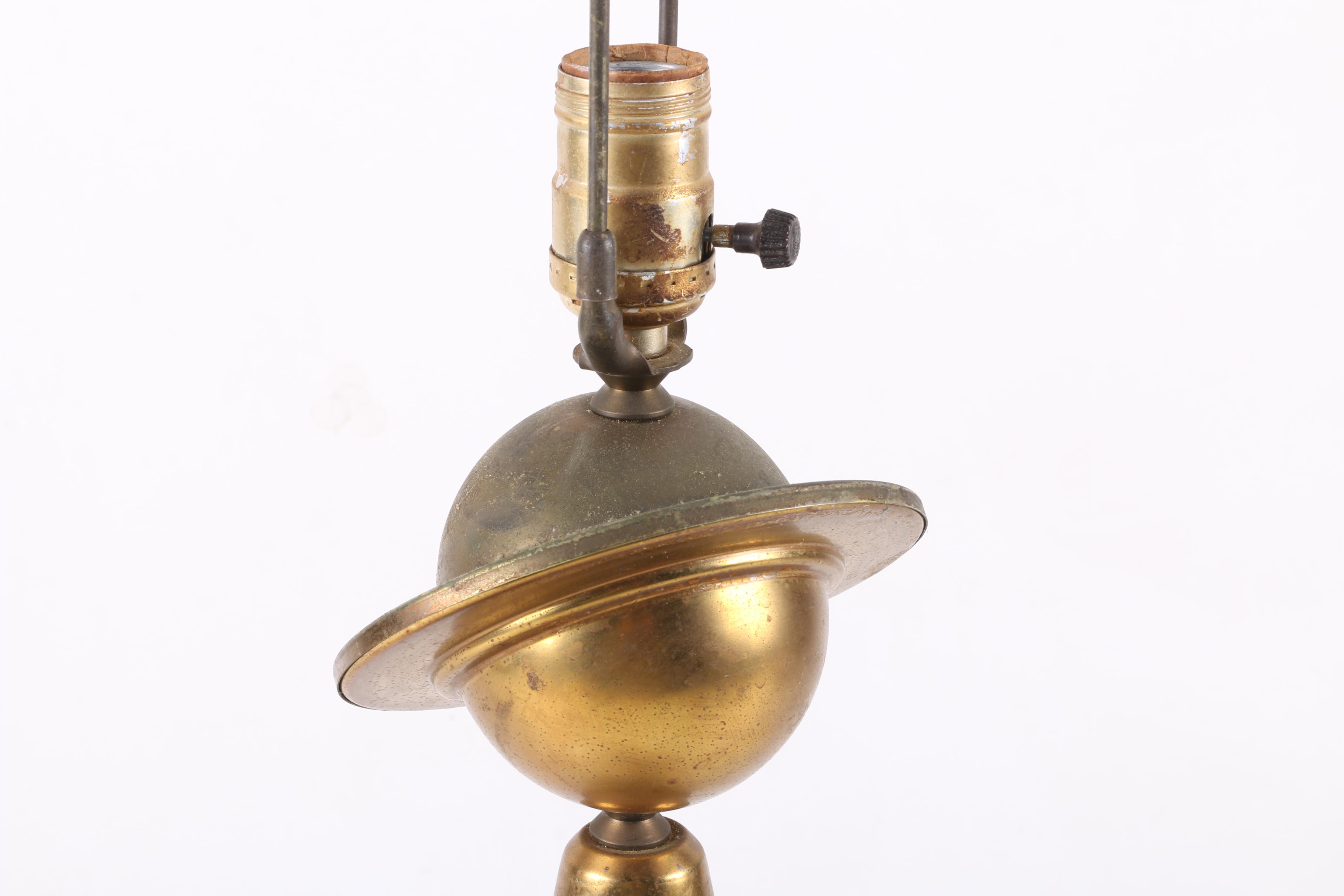 Unusual Vintage Metal Table Lamps Including a Saturn Lamp